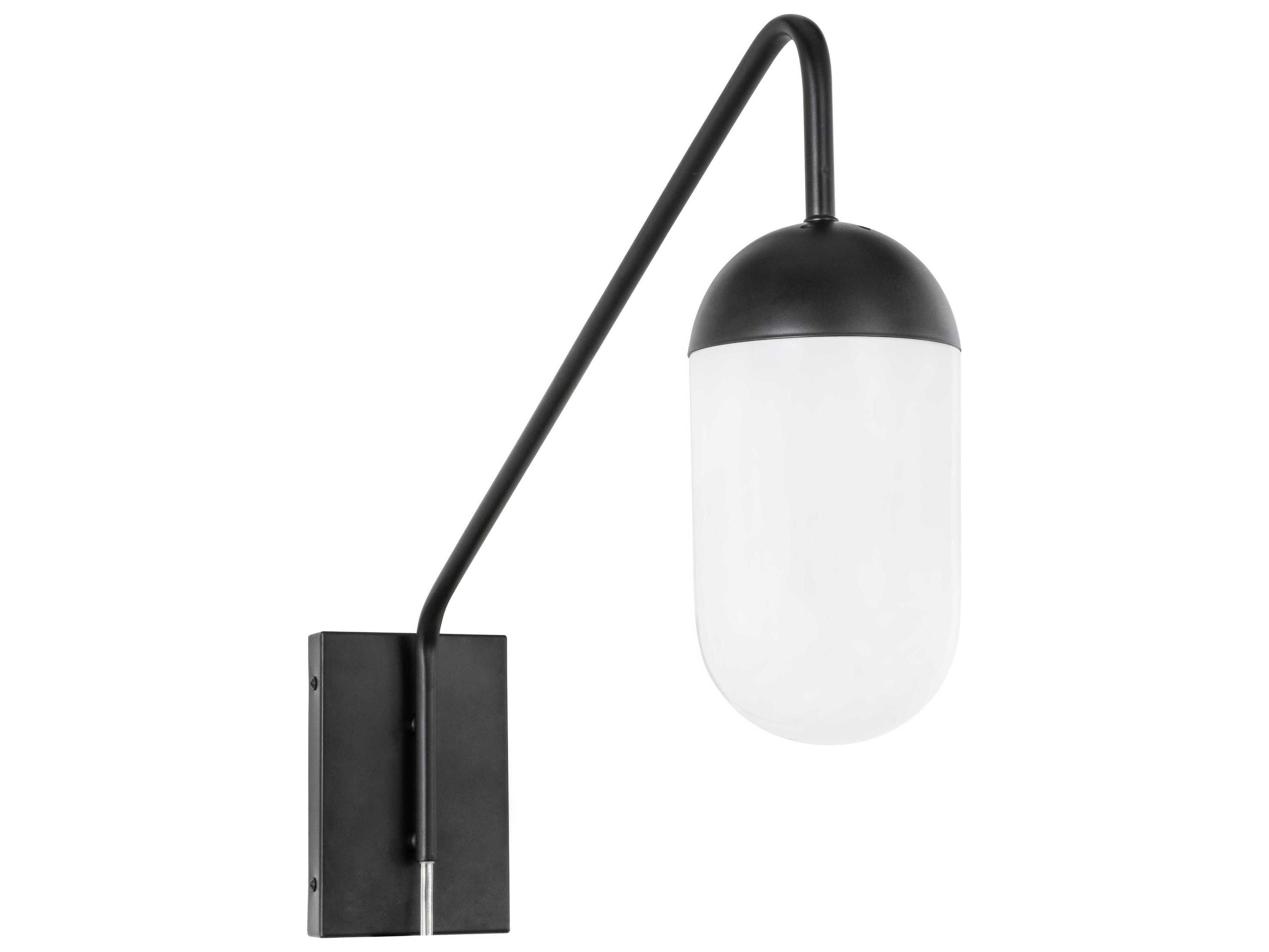 Elegant Lighting Kace 1 - Light Swing Arm with Frosted White Glass Shade