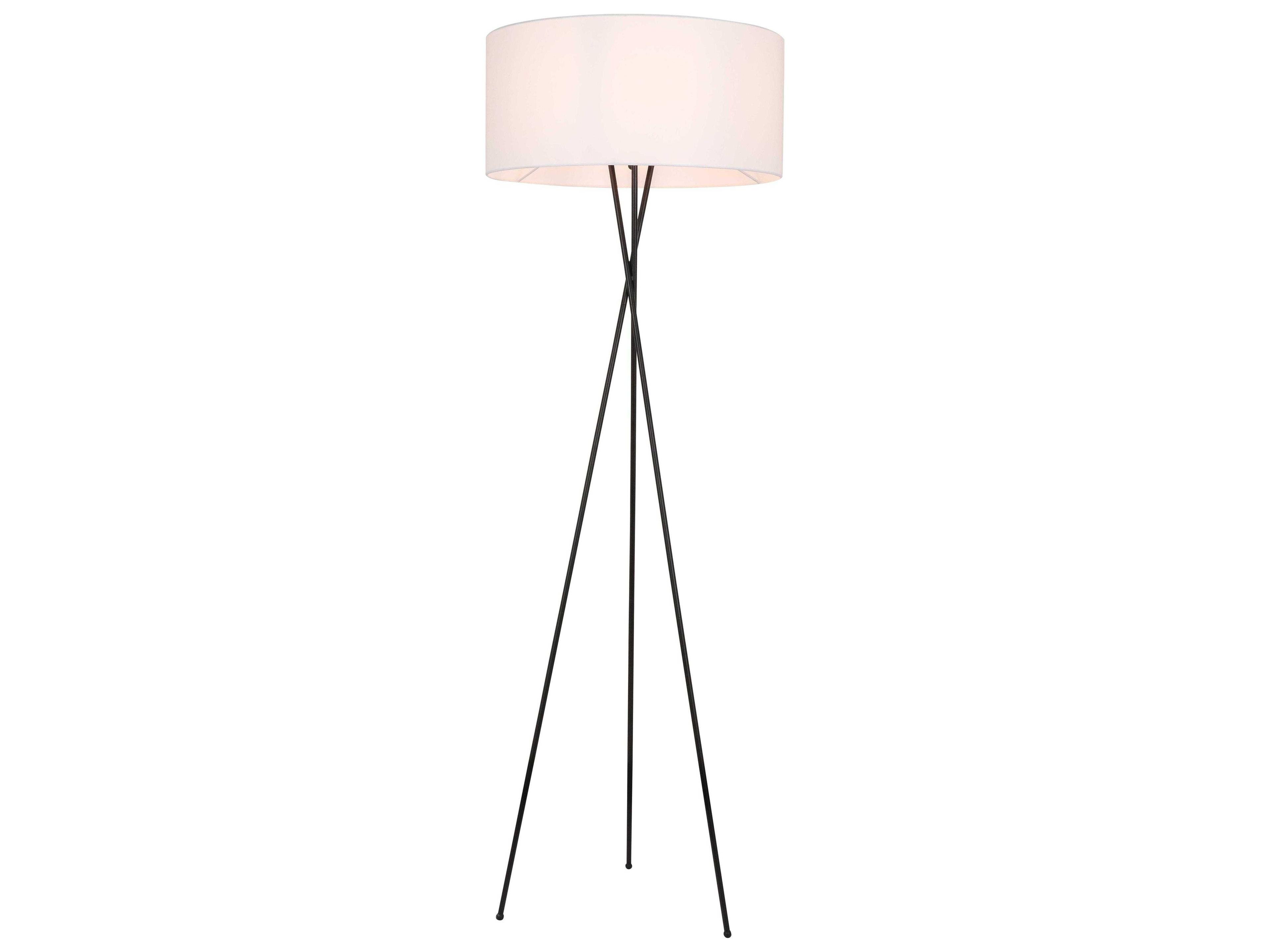 Elegant Lighting Cason Black White Fabric Floor Lamp