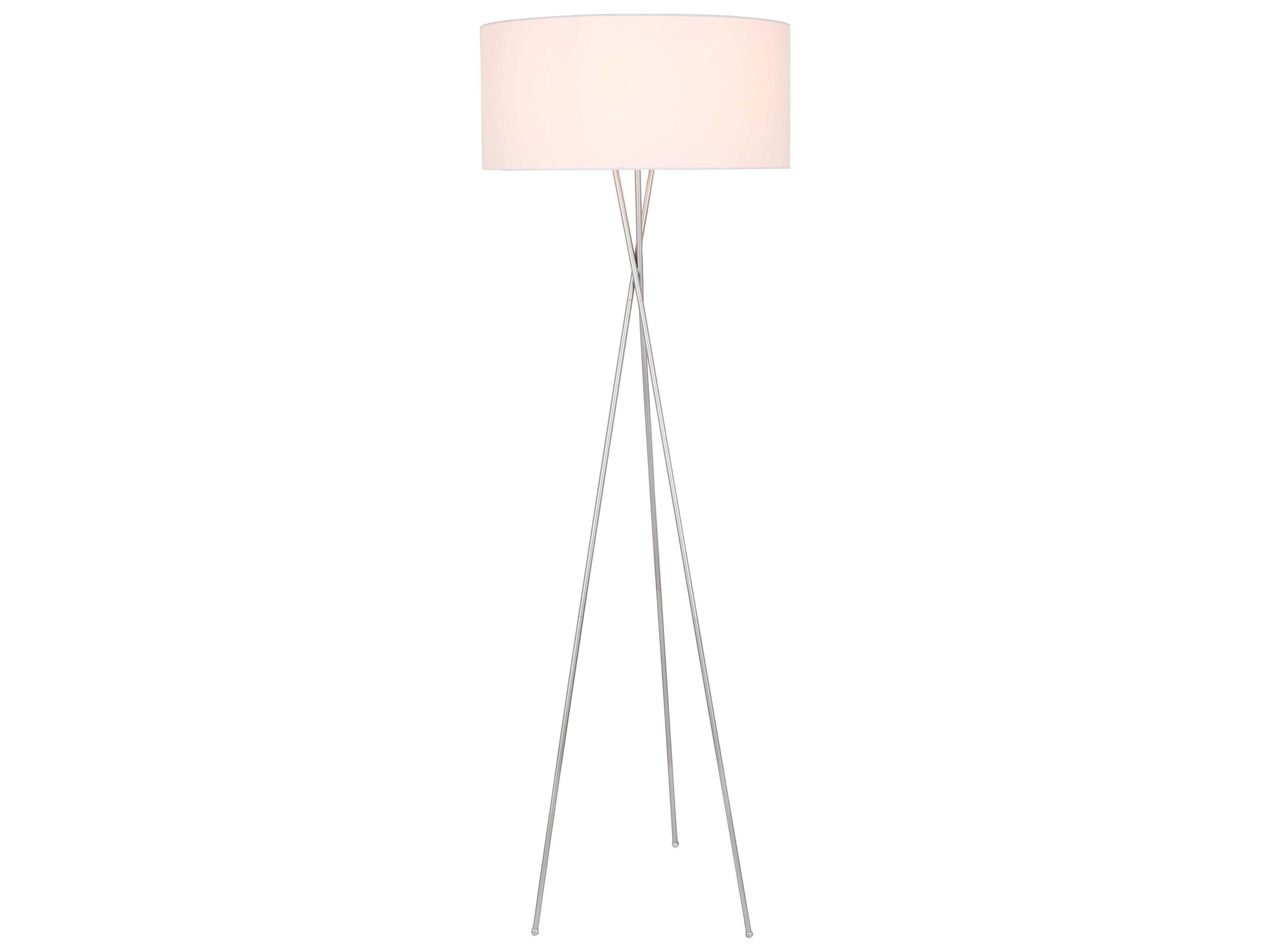 Cason Silver White Fabric Floor Lamp