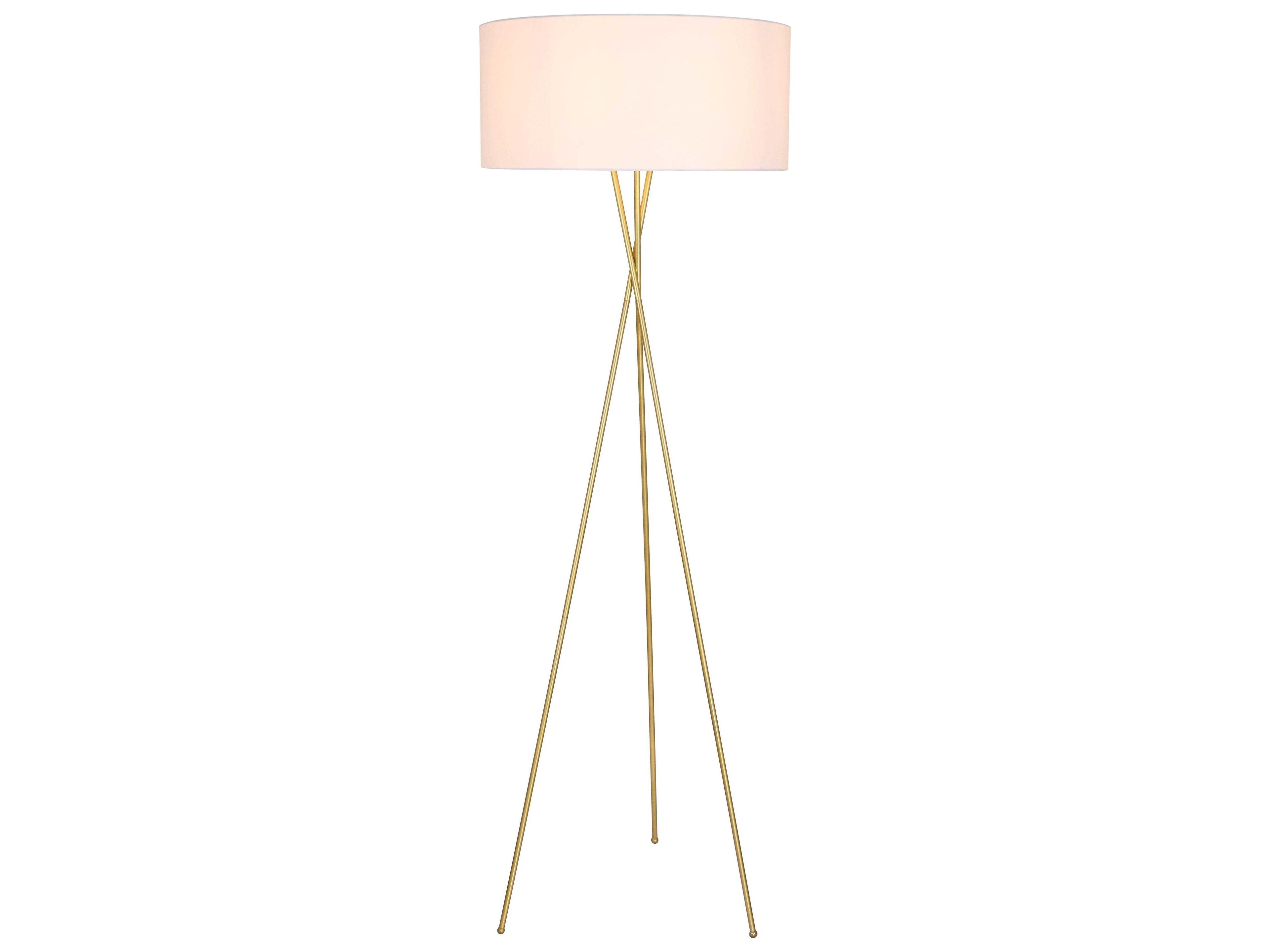 Cason Brass White Fabric Floor Lamp
