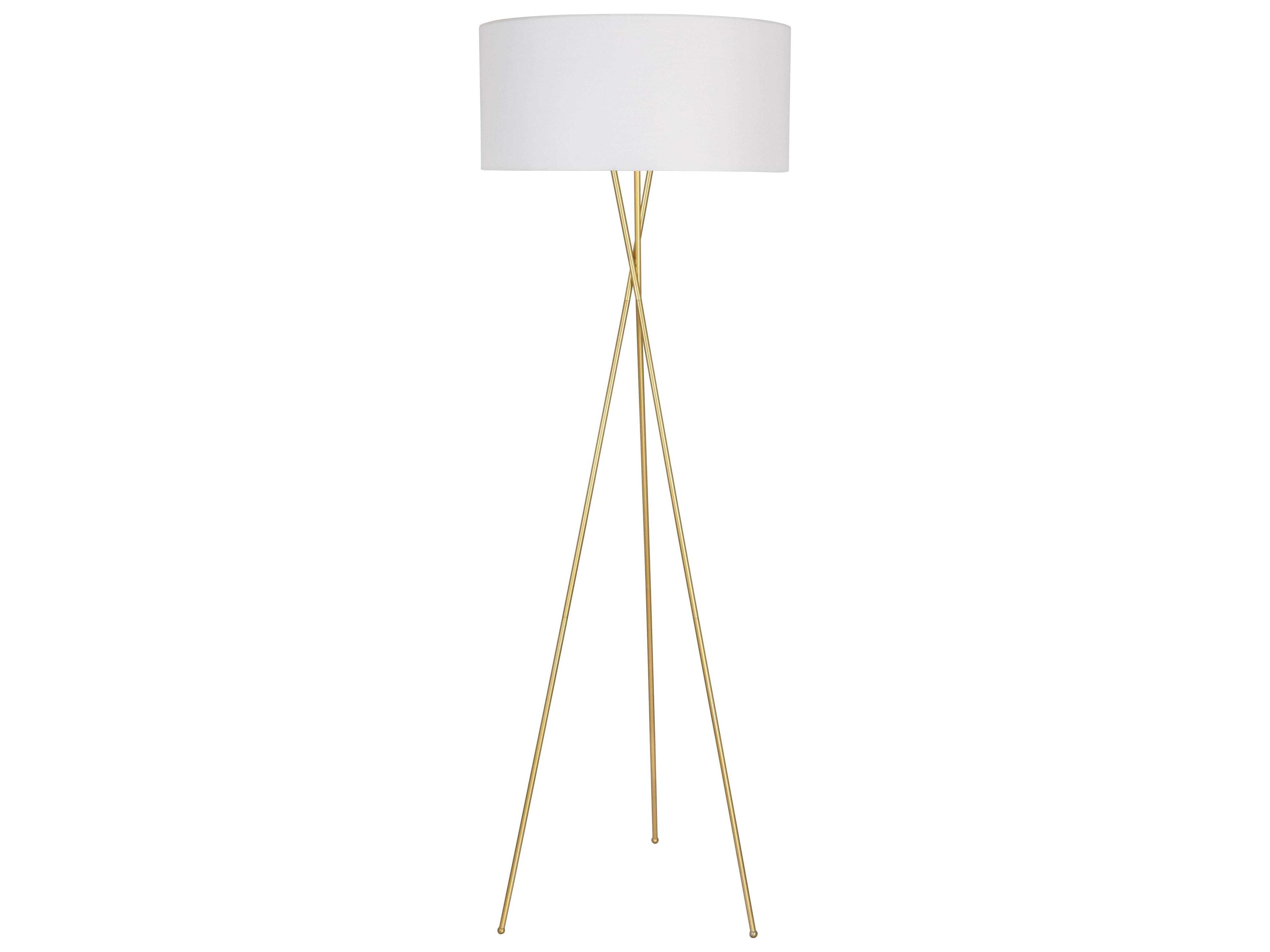Elegant Lighting Cason Brass White Fabric Floor Lamp