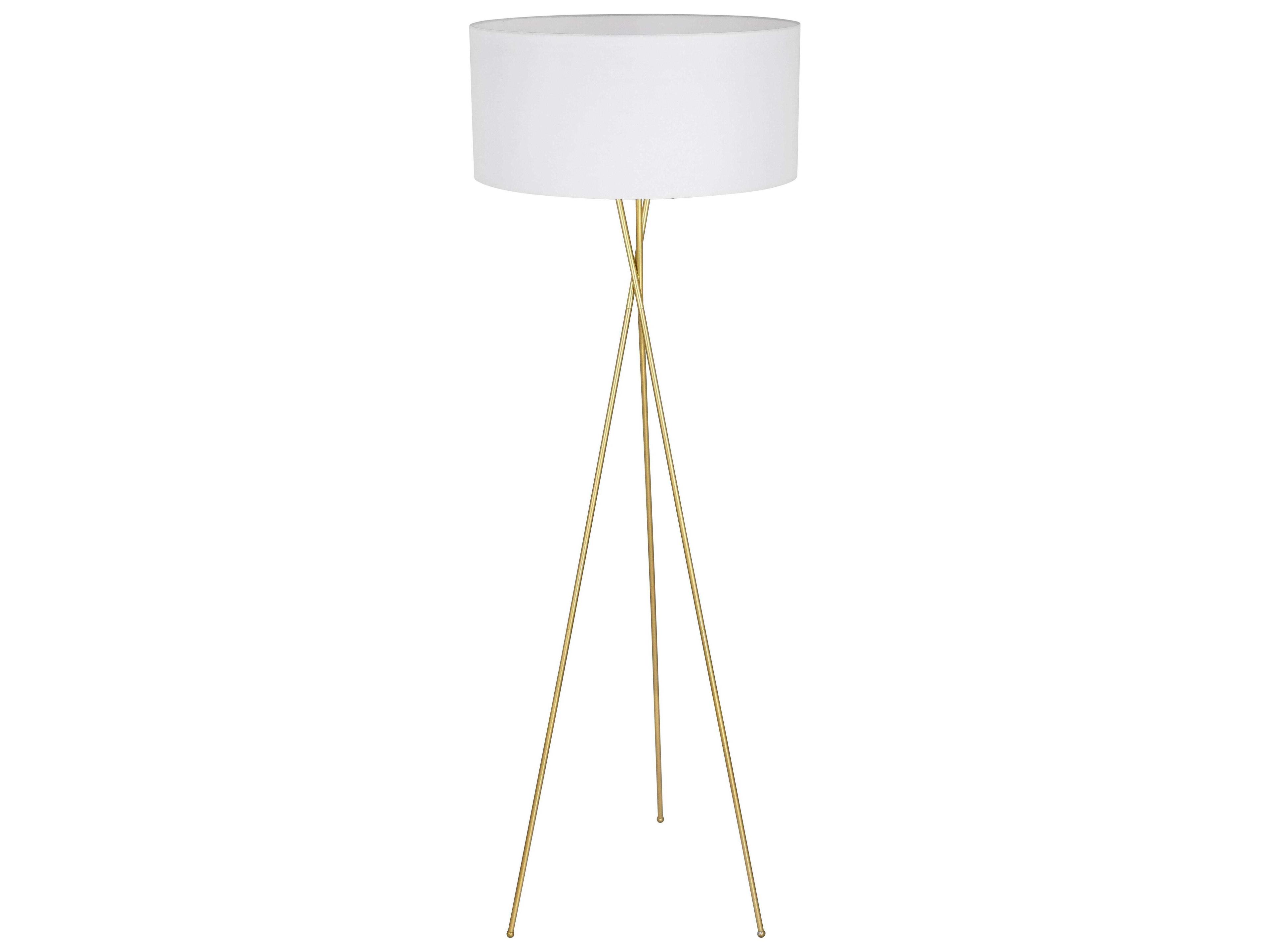 Elegant Lighting Cason Brass White Fabric Floor Lamp