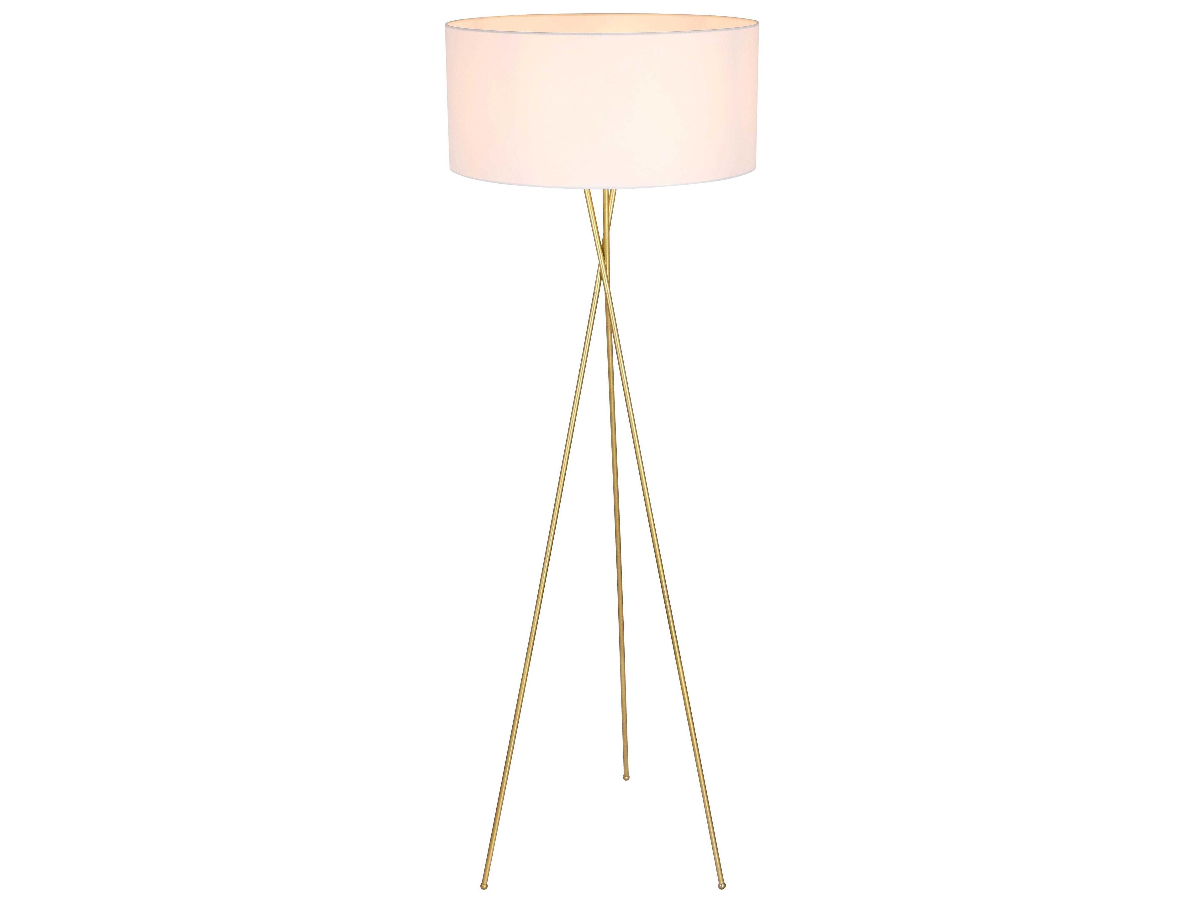 Elegant Lighting Cason Brass White Fabric Floor Lamp