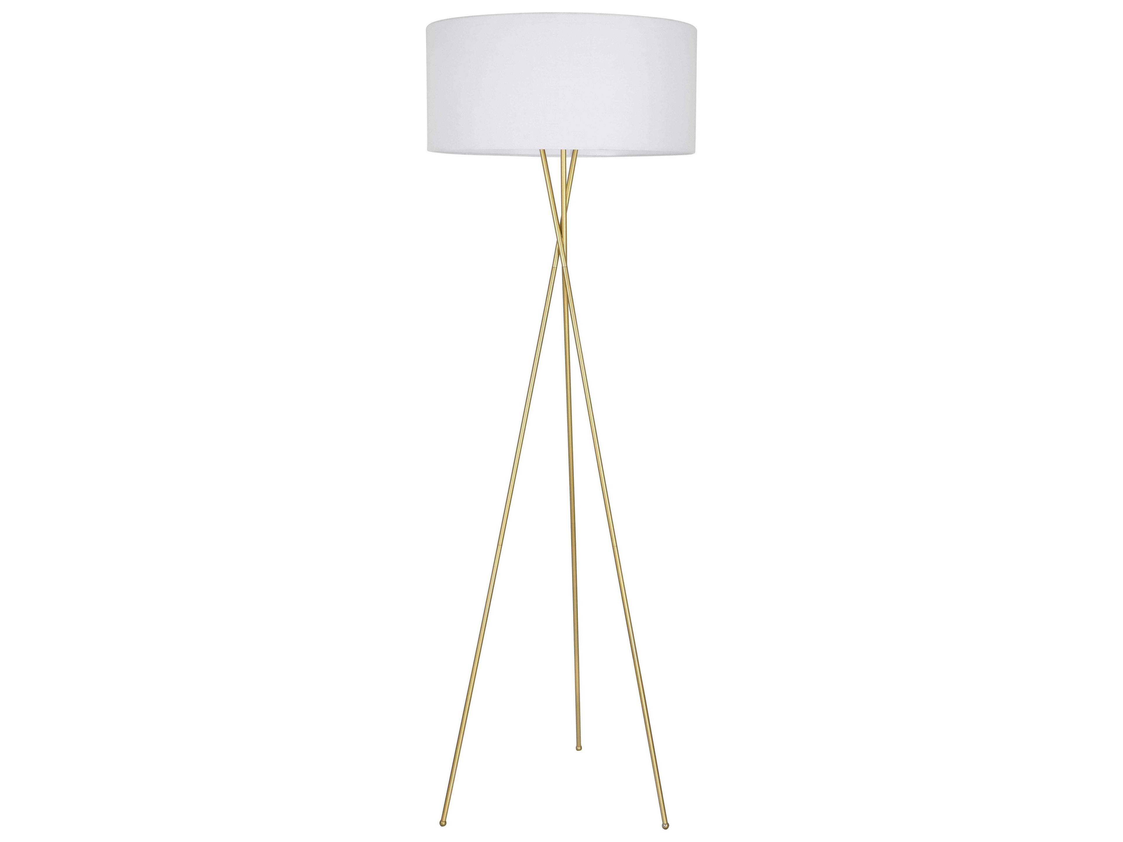 Elegant Lighting Cason Brass White Fabric Floor Lamp