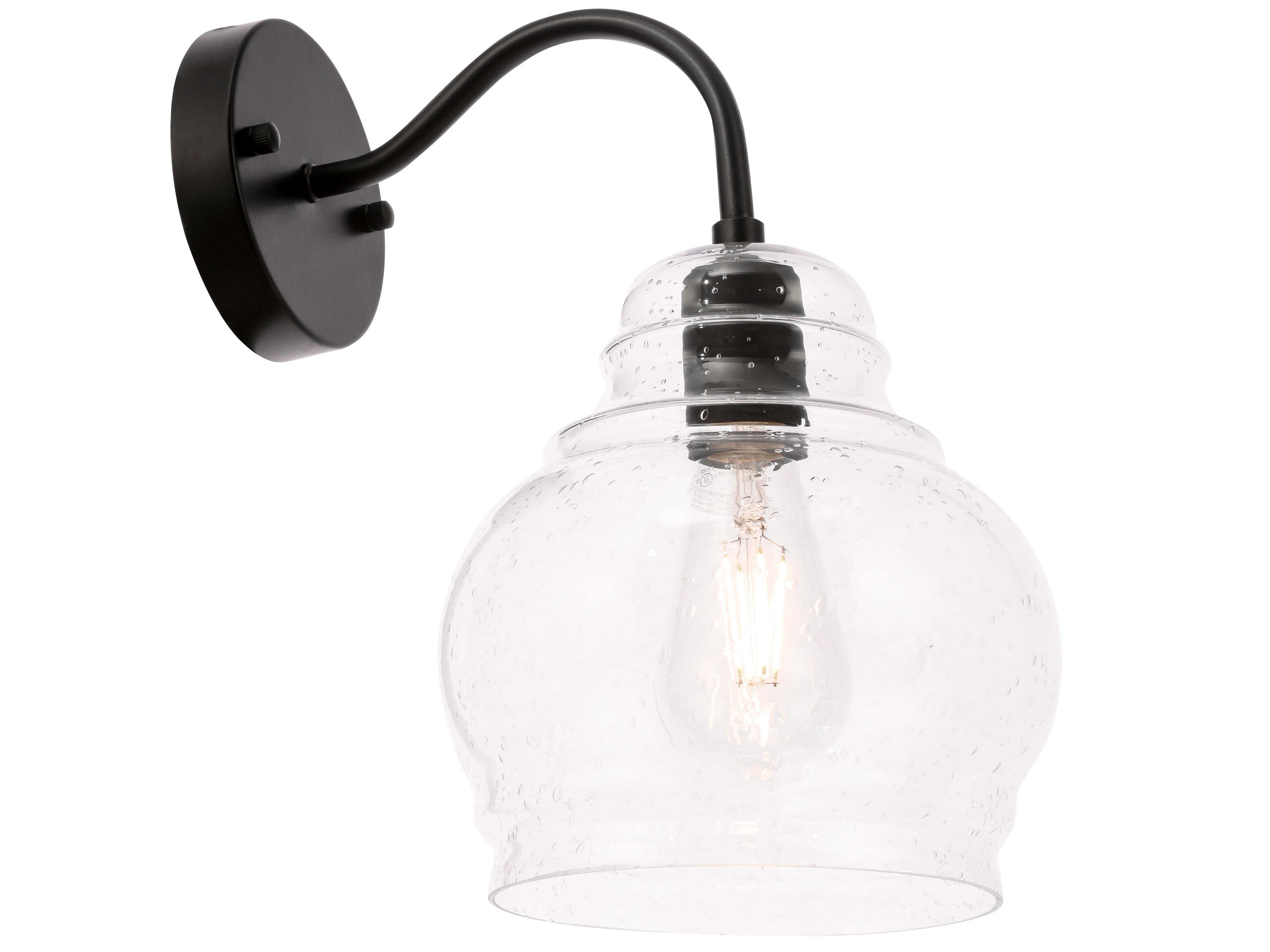 Pierce 1-Light Black Glass LED Wall Sconce