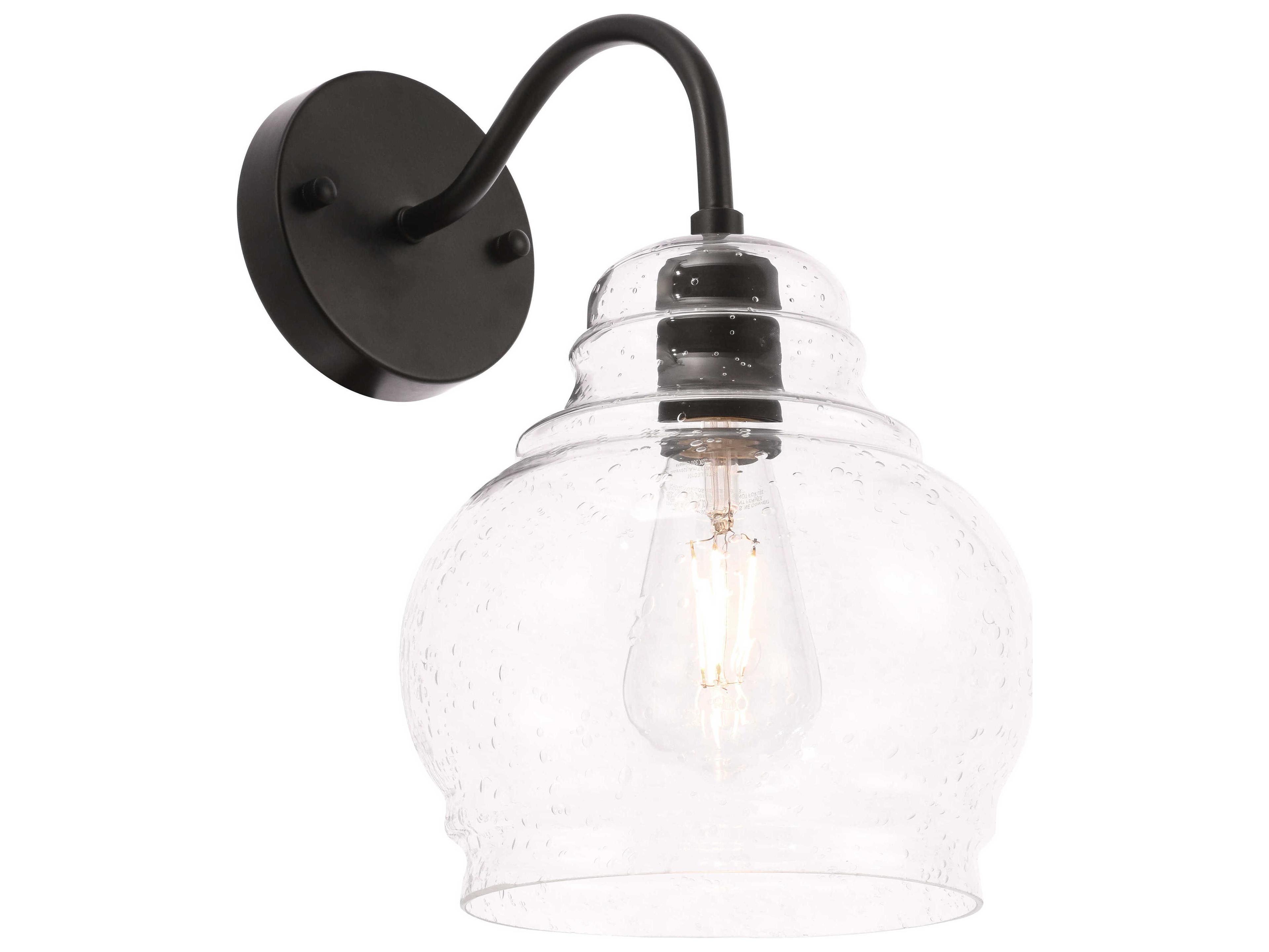 Elegant Lighting Pierce 1-Light Black Glass LED Wall Sconce