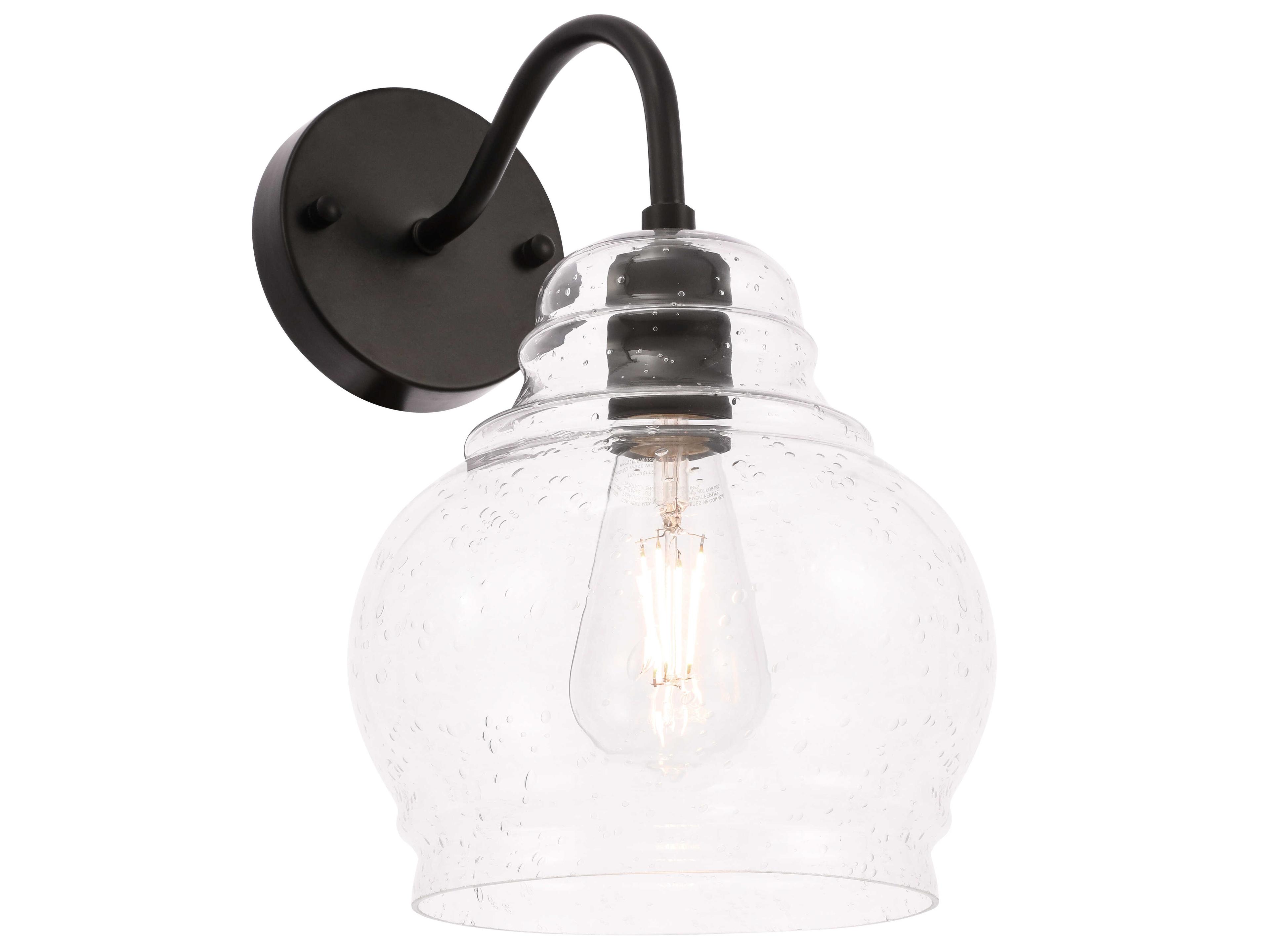 Elegant Lighting Pierce 1-Light Black Glass LED Wall Sconce