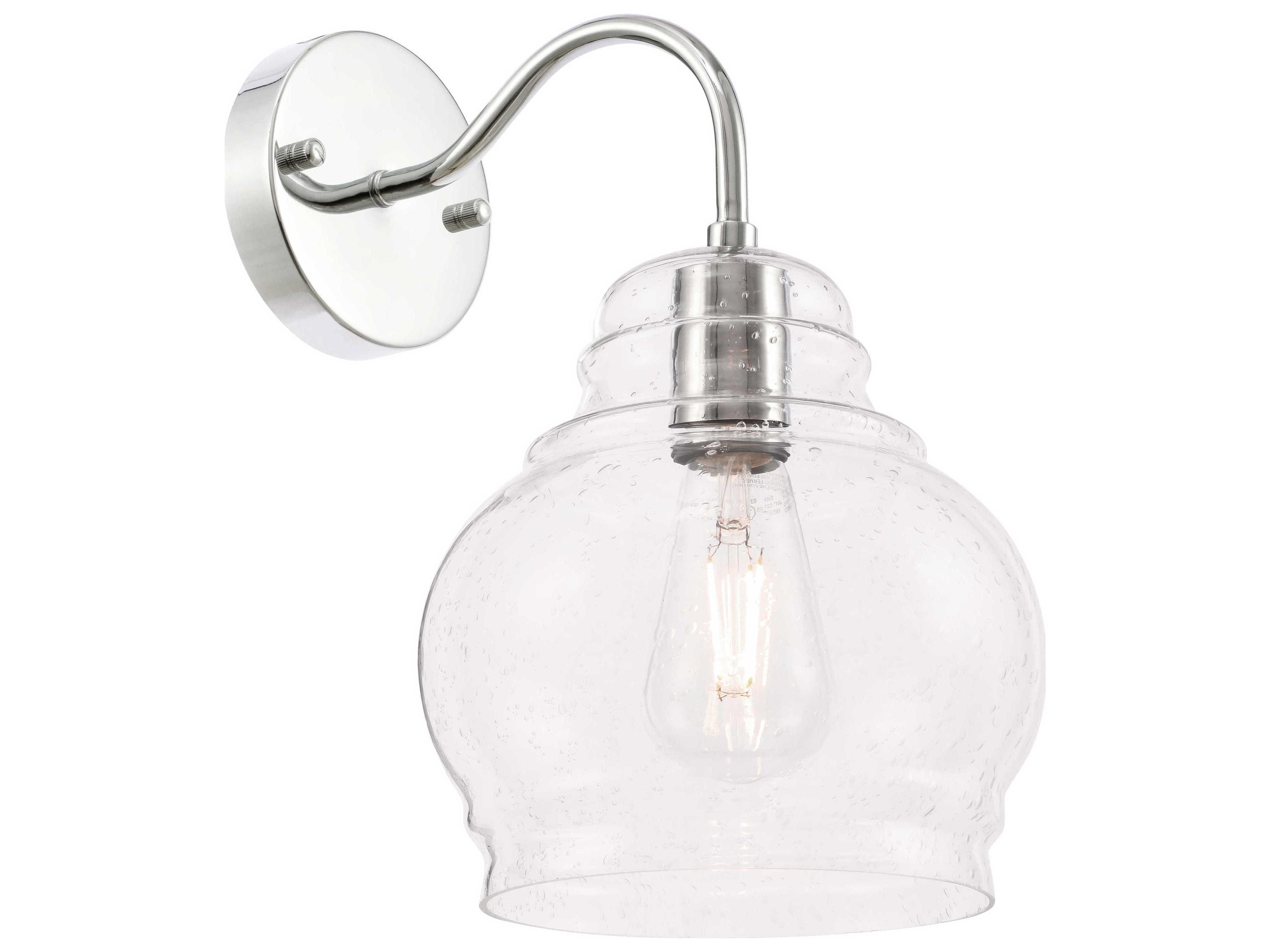Elegant Lighting Pierce 1-Light Chrome Glass LED Wall Sconce