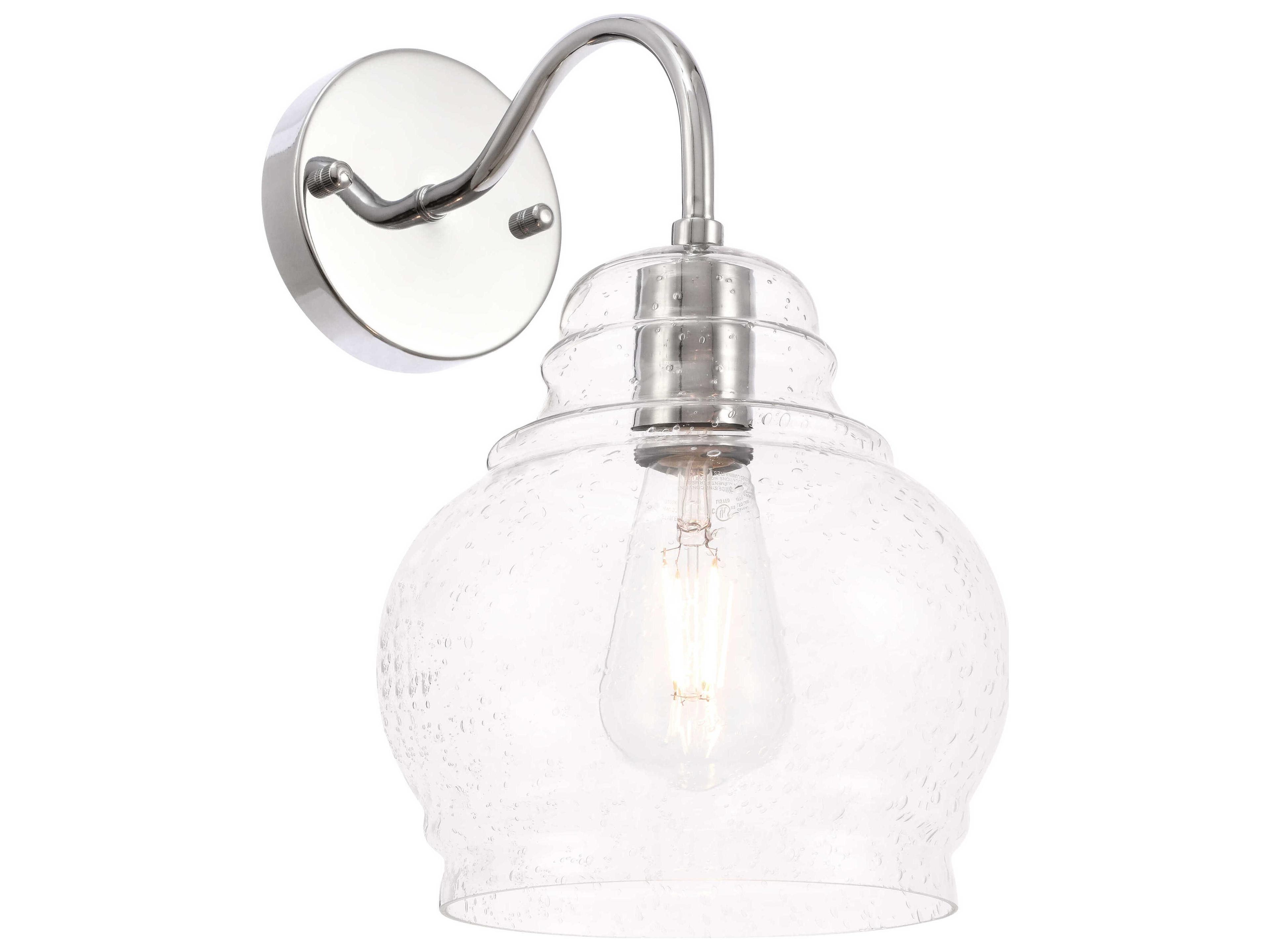 Elegant Lighting Pierce 1-Light Chrome Glass LED Wall Sconce