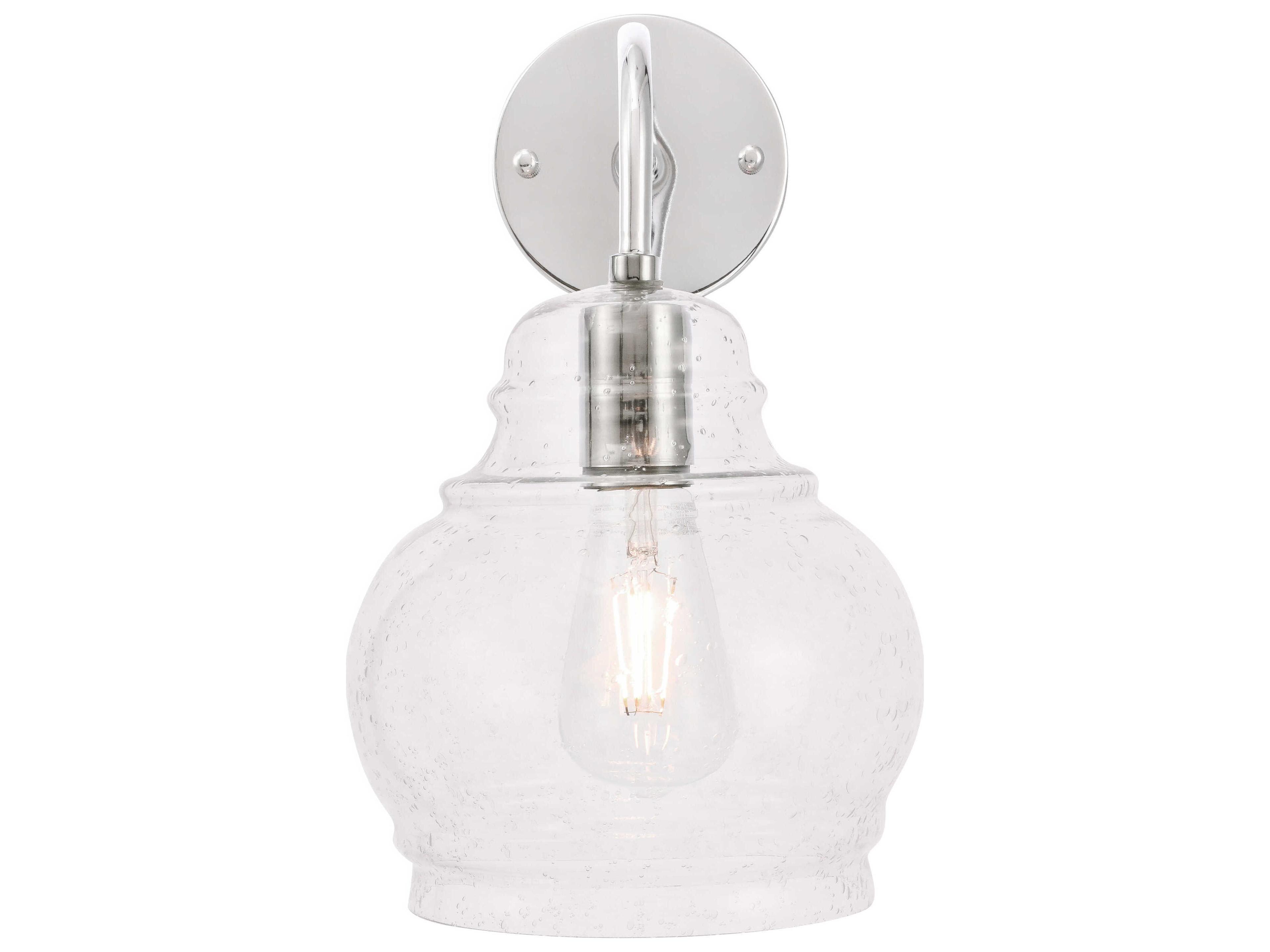 Elegant Lighting Pierce 1-Light Chrome Glass LED Wall Sconce