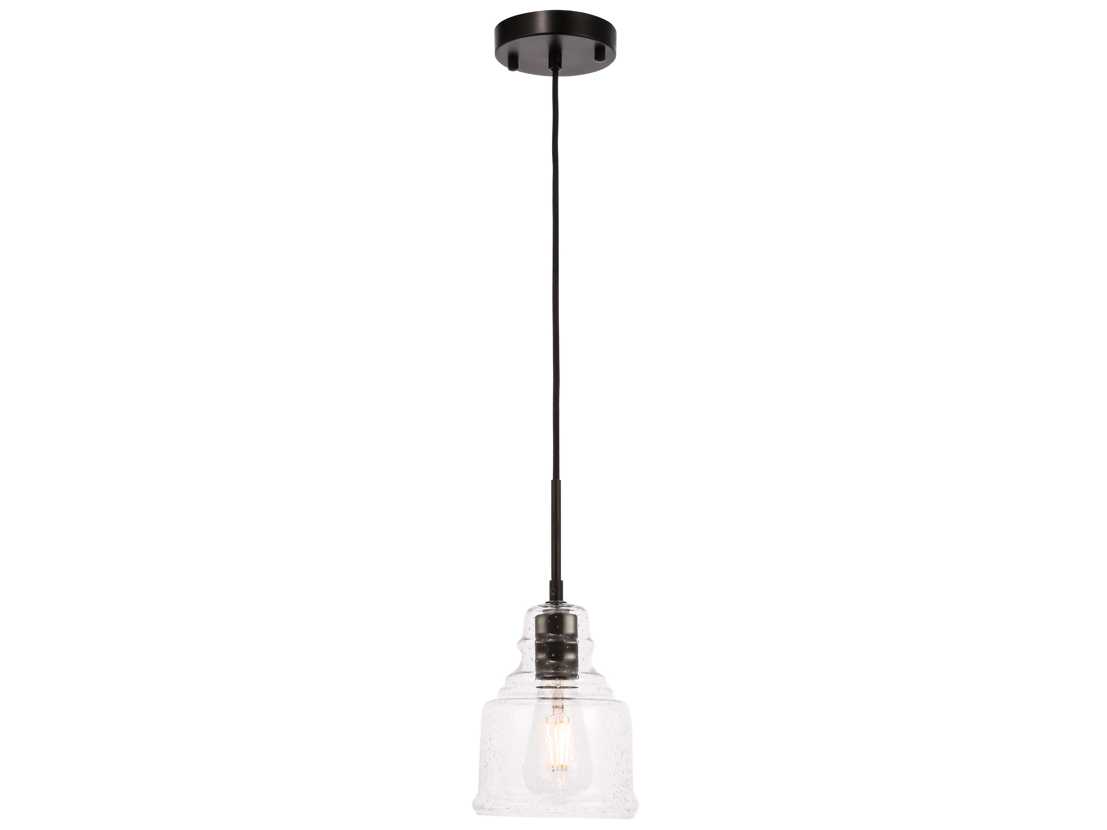 Pierce 1-Light Black Glass LED Bell Mini Pendant
