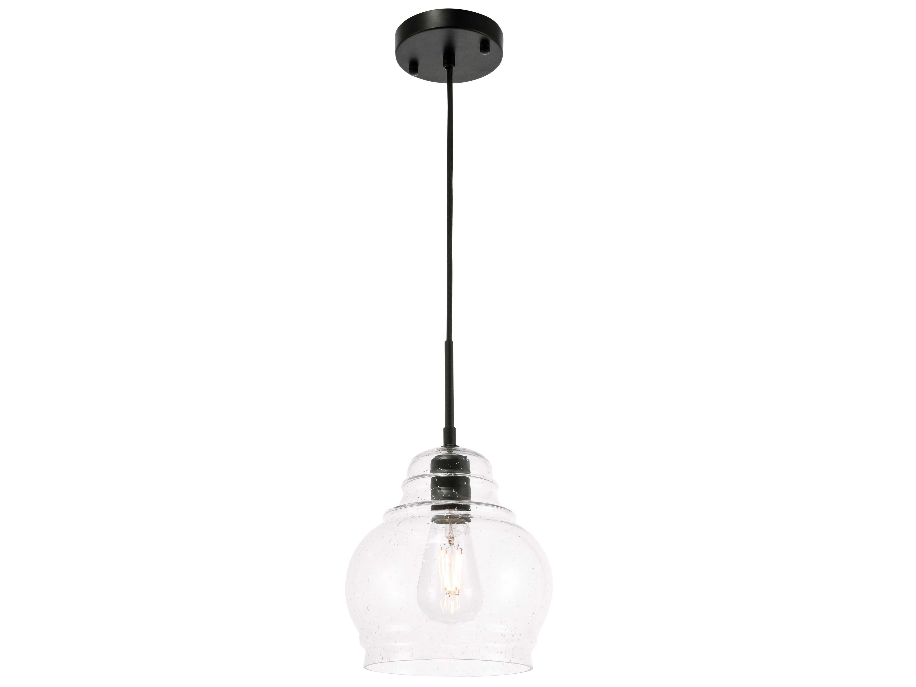 Elegant Lighting Pierce 1-Light Black Mini Pendant