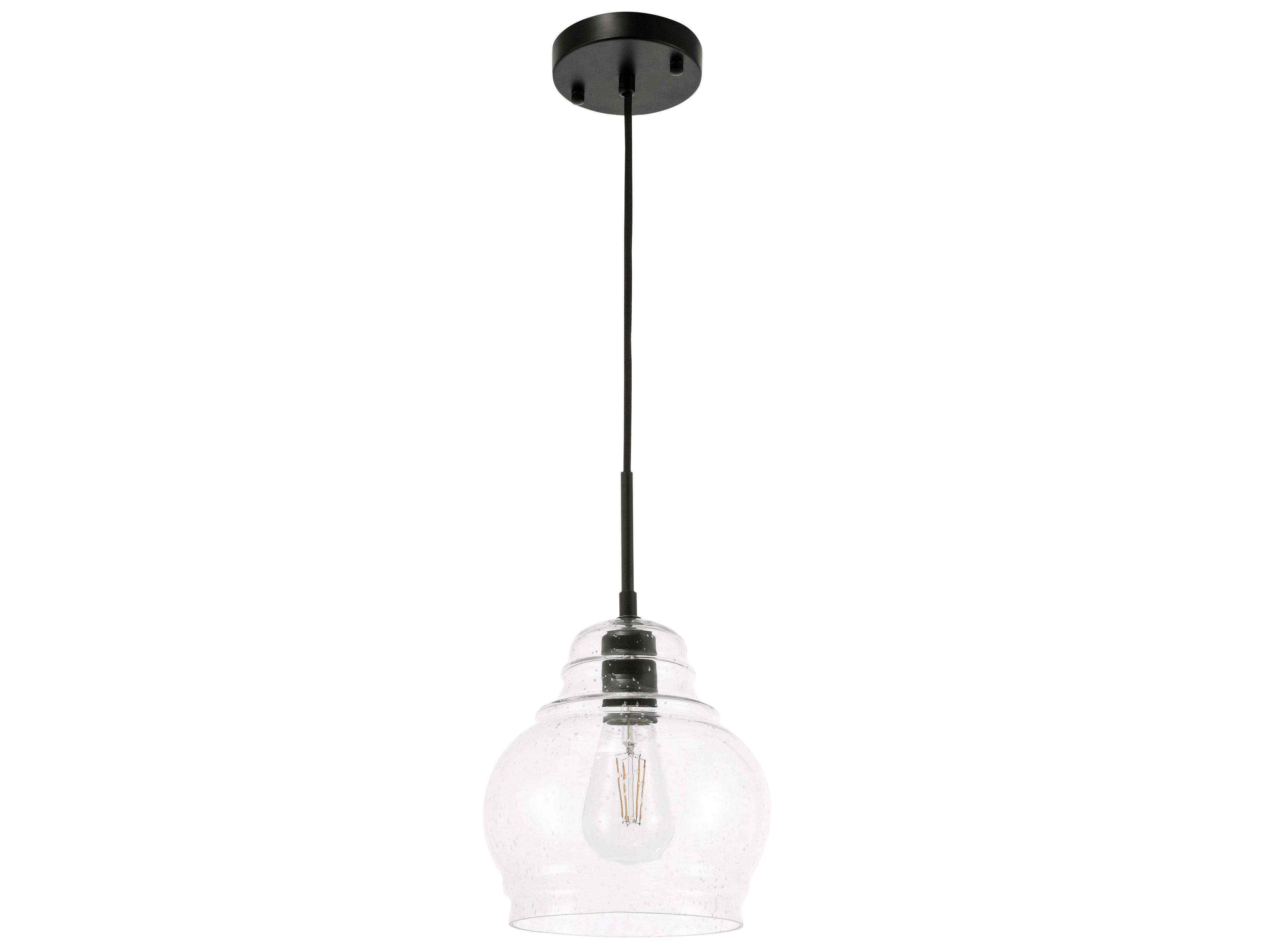 Elegant Lighting Pierce 1-Light Black Mini Pendant
