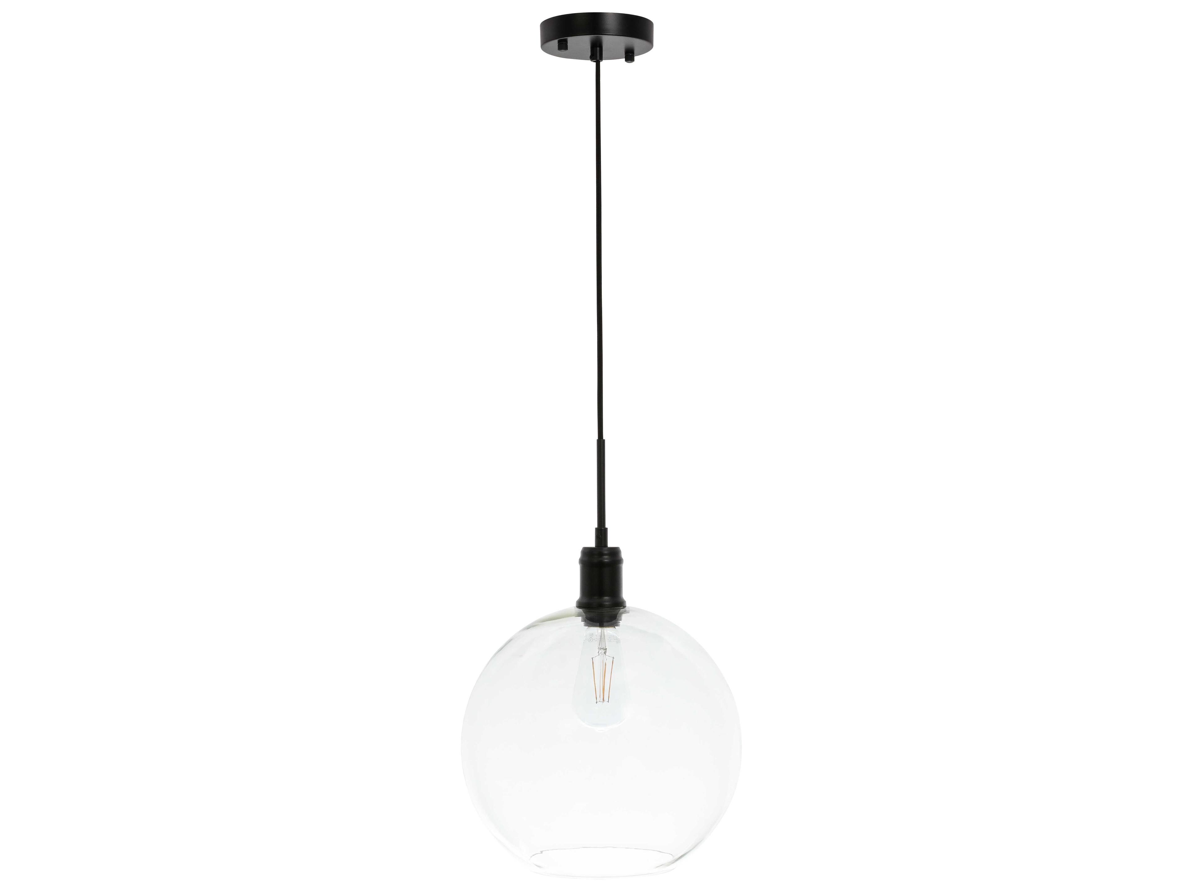 Elegant Lighting Emett 1-Light Black Glass Globe Mini Pendant