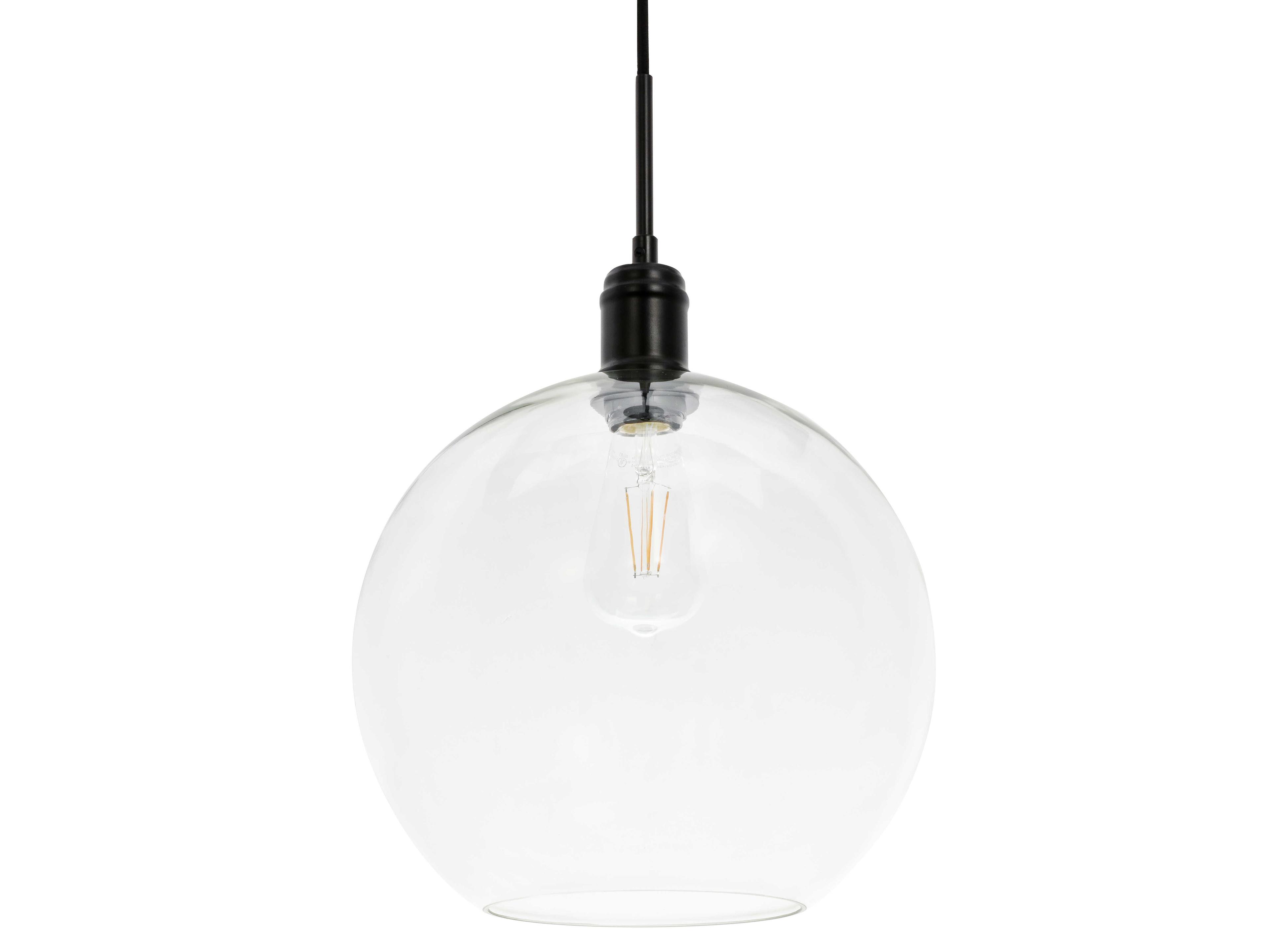 Elegant Lighting Emett 1-Light Black Glass Globe Mini Pendant