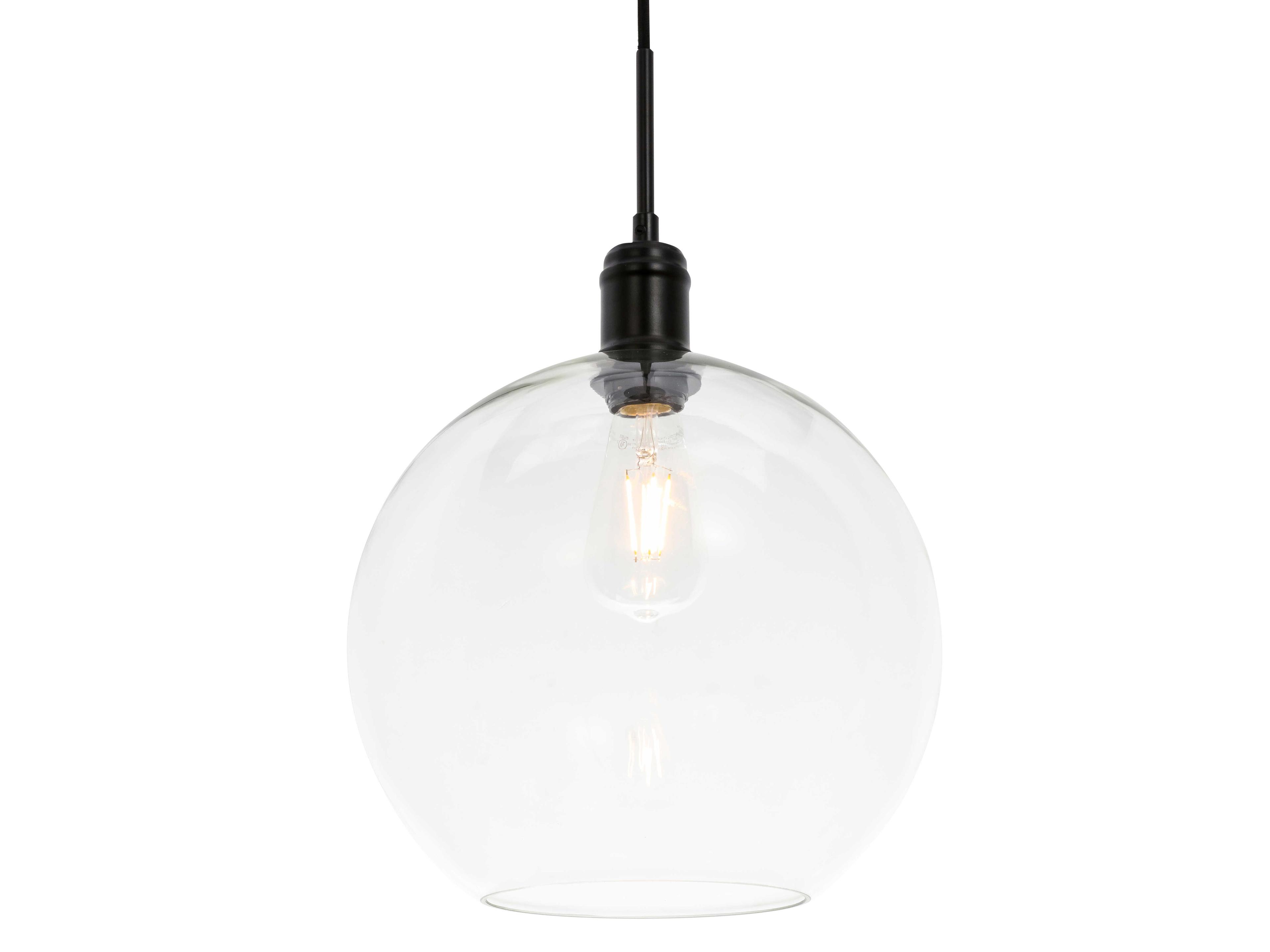 Elegant Lighting Emett 1-Light Black Glass Globe Mini Pendant