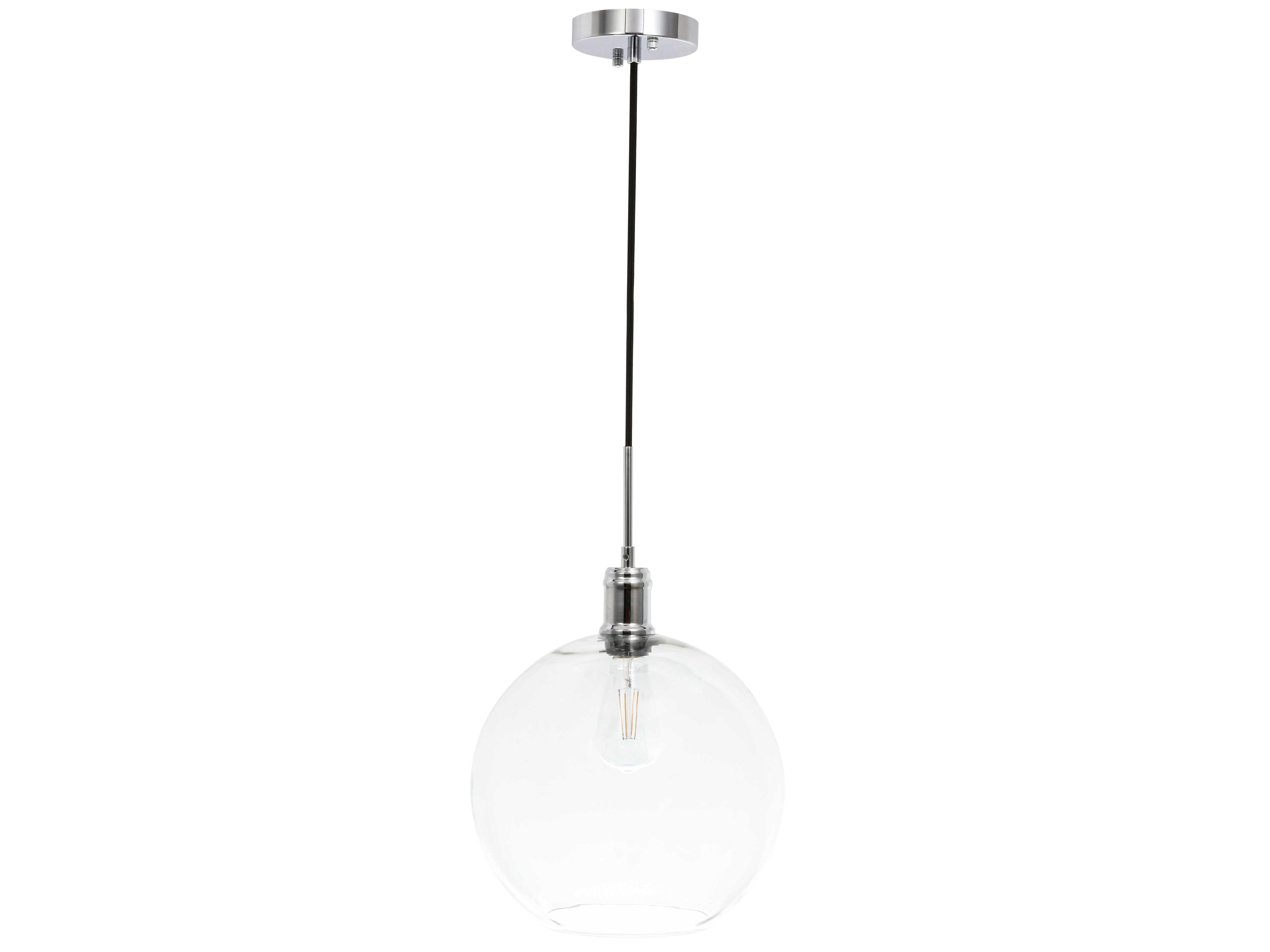Elegant Lighting Emett 1-Light Chrome Glass Globe Mini Pendant