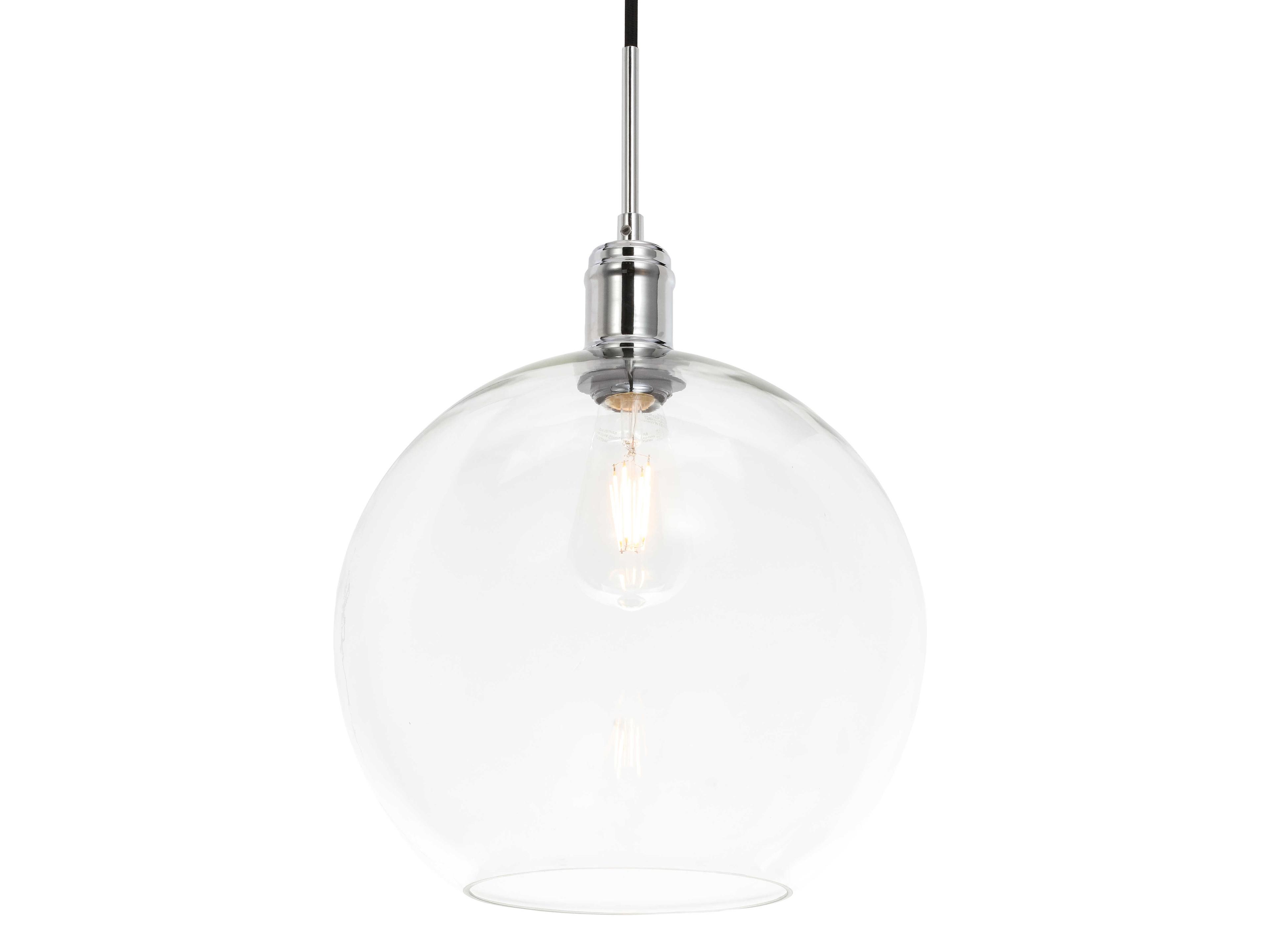 Elegant Lighting Emett 1-Light Chrome Glass Globe Mini Pendant