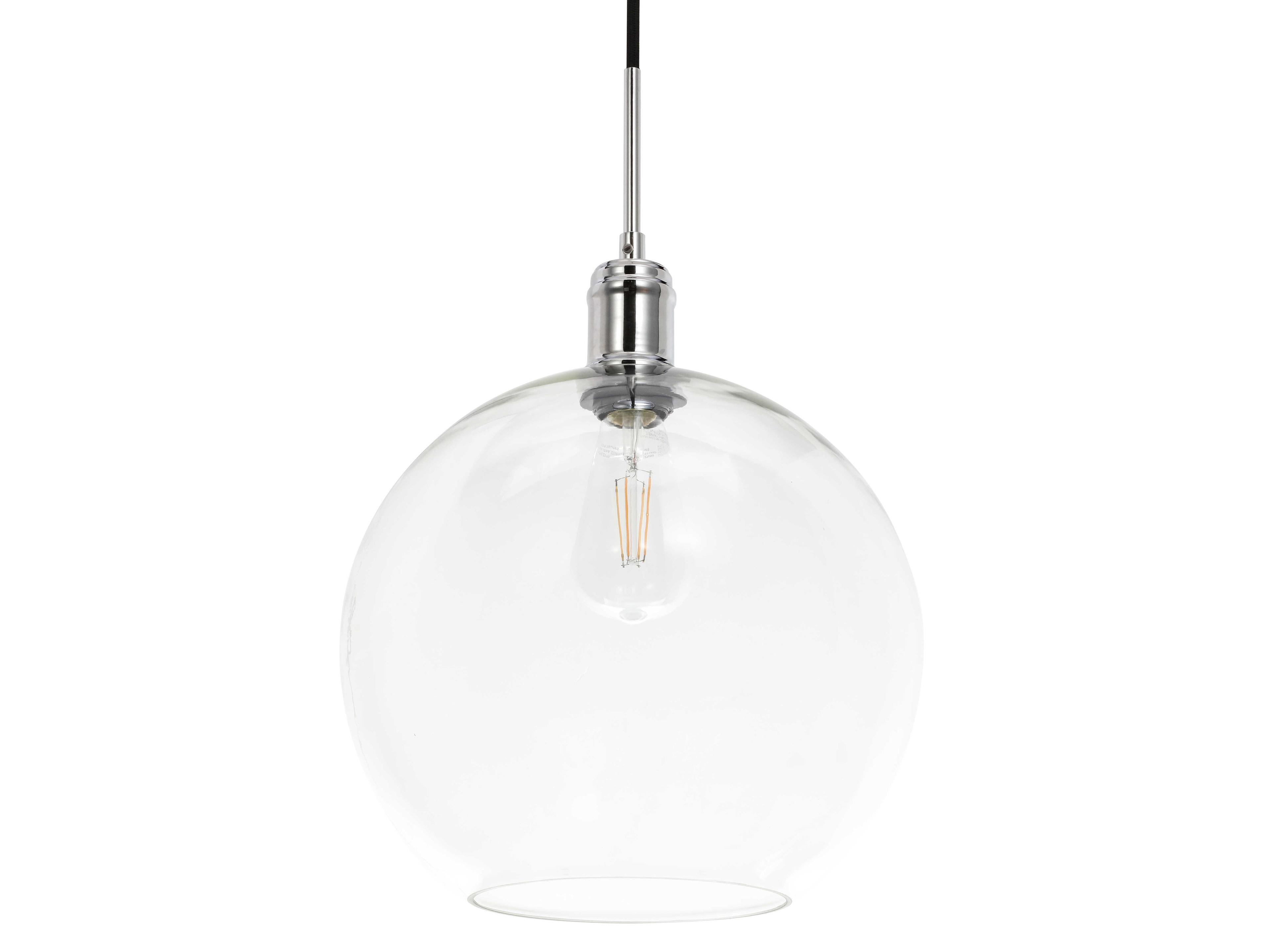 Elegant Lighting Emett 1-Light Chrome Glass Globe Mini Pendant