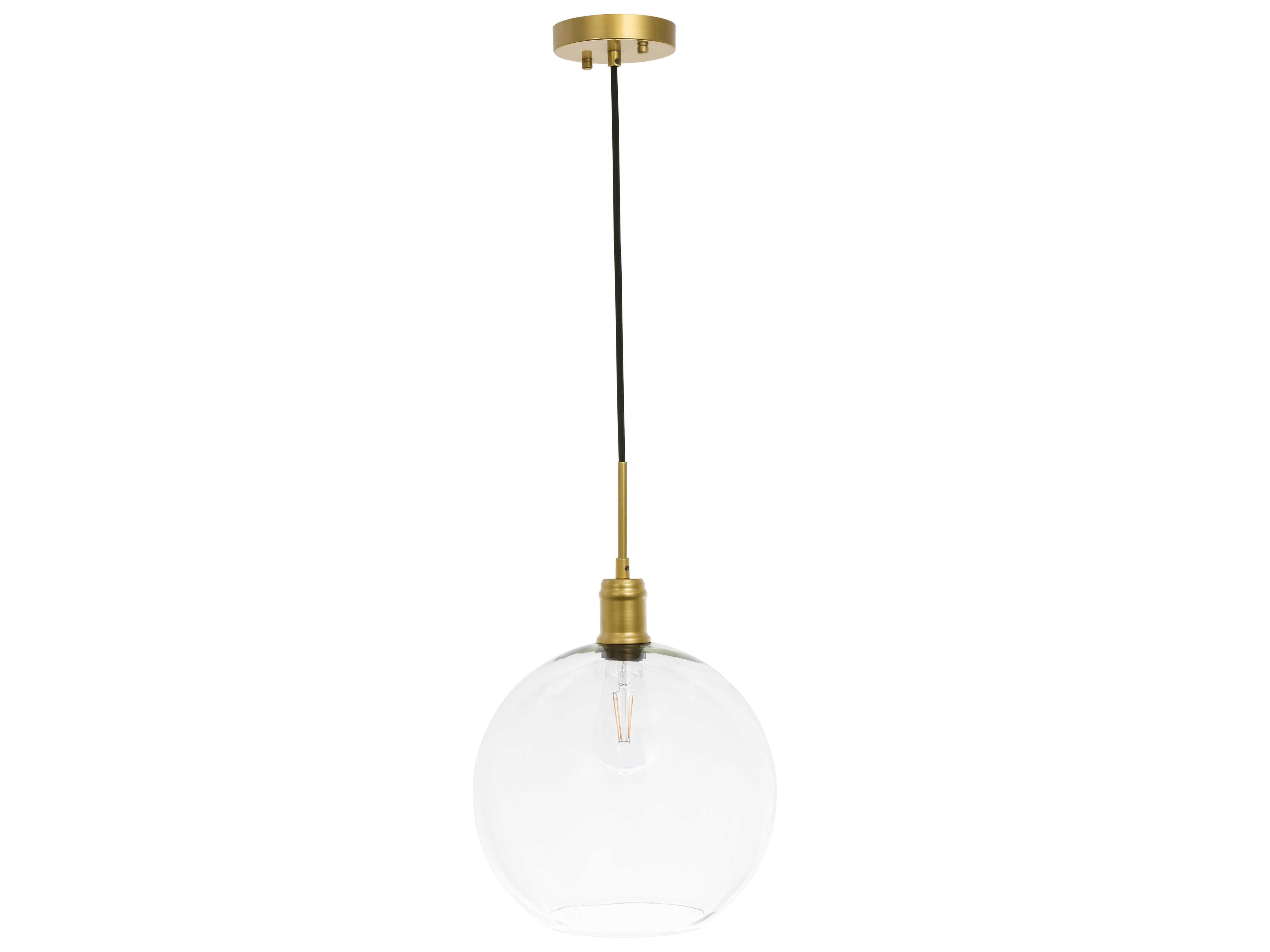 Elegant Lighting Emett 1-Light Brass Glass Globe Mini Pendant