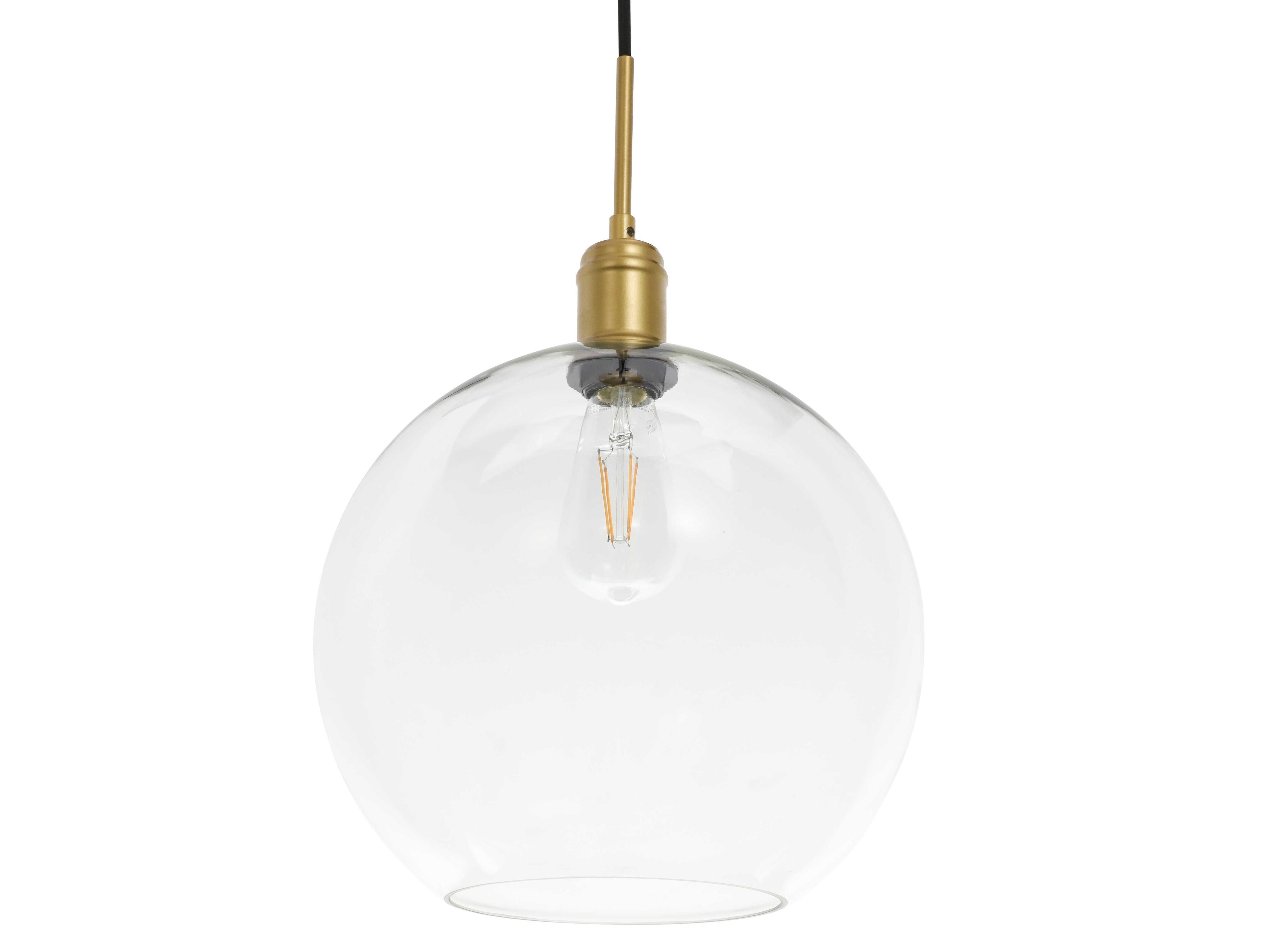 Elegant Lighting Emett 1-Light Brass Glass Globe Mini Pendant