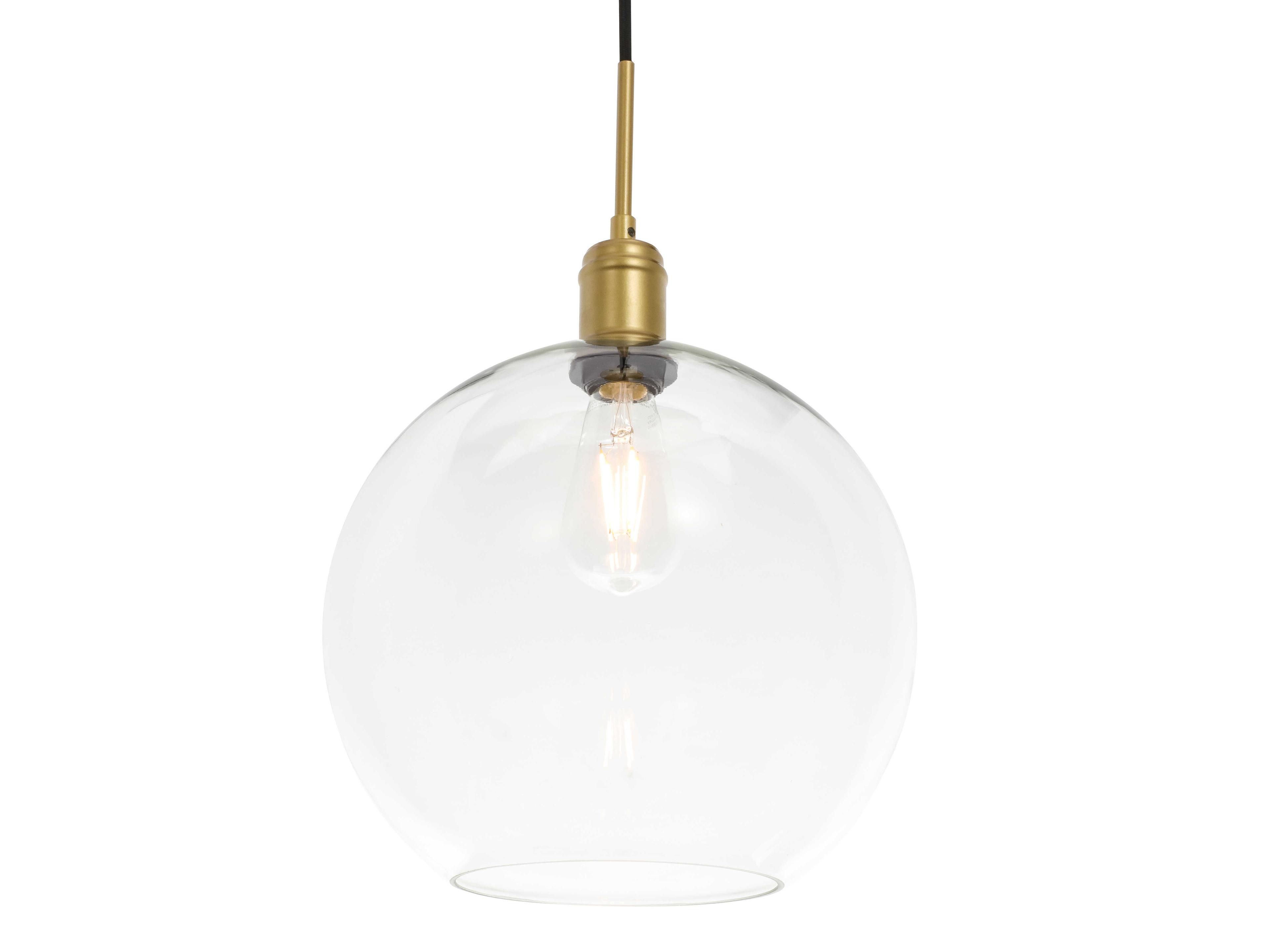 Elegant Lighting Emett 1-Light Brass Glass Globe Mini Pendant
