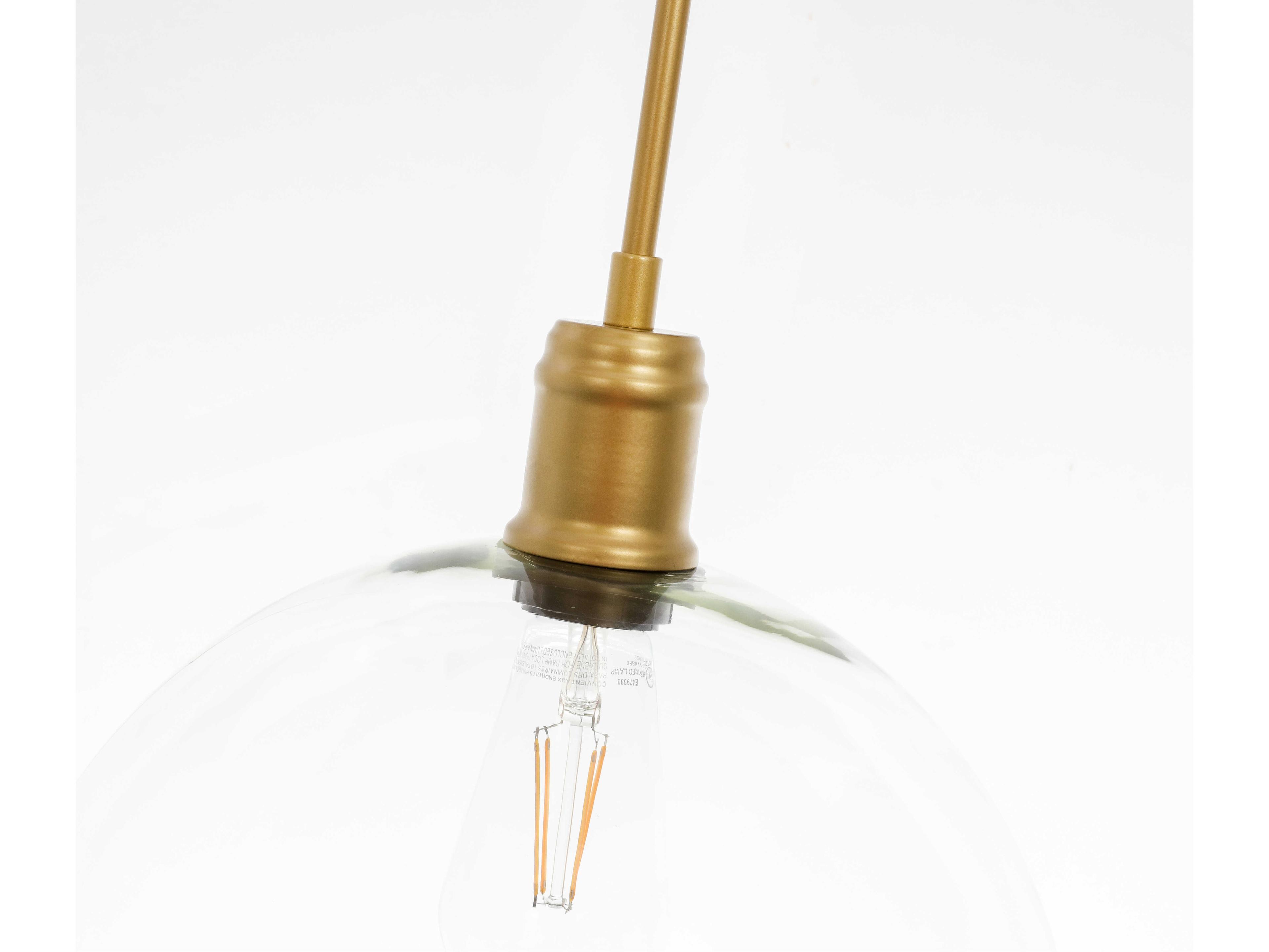 Elegant Lighting Emett 1-Light Brass Glass Globe Mini Pendant