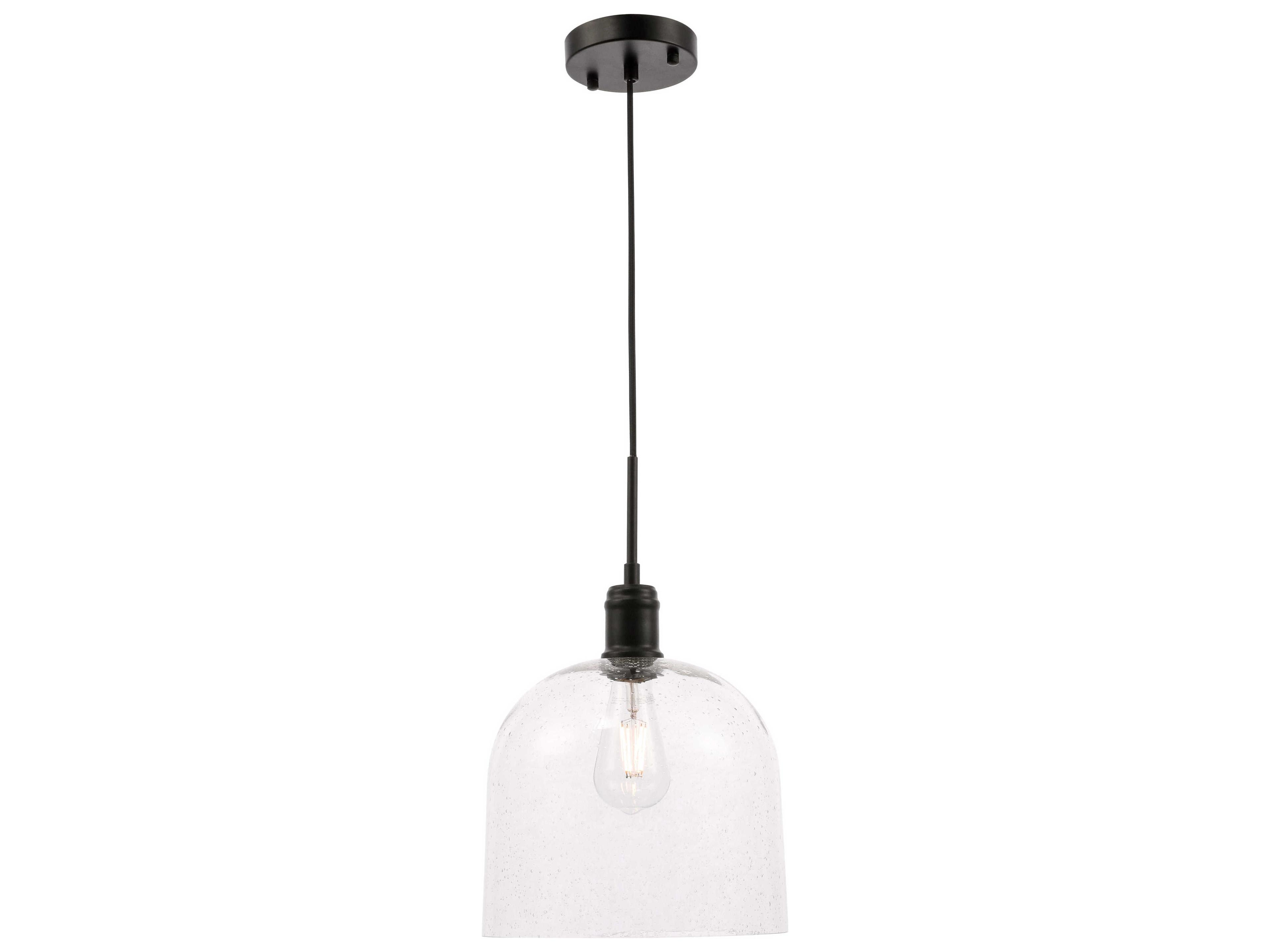 Gabe 1-Light Black Glass Dome Mini Pendant
