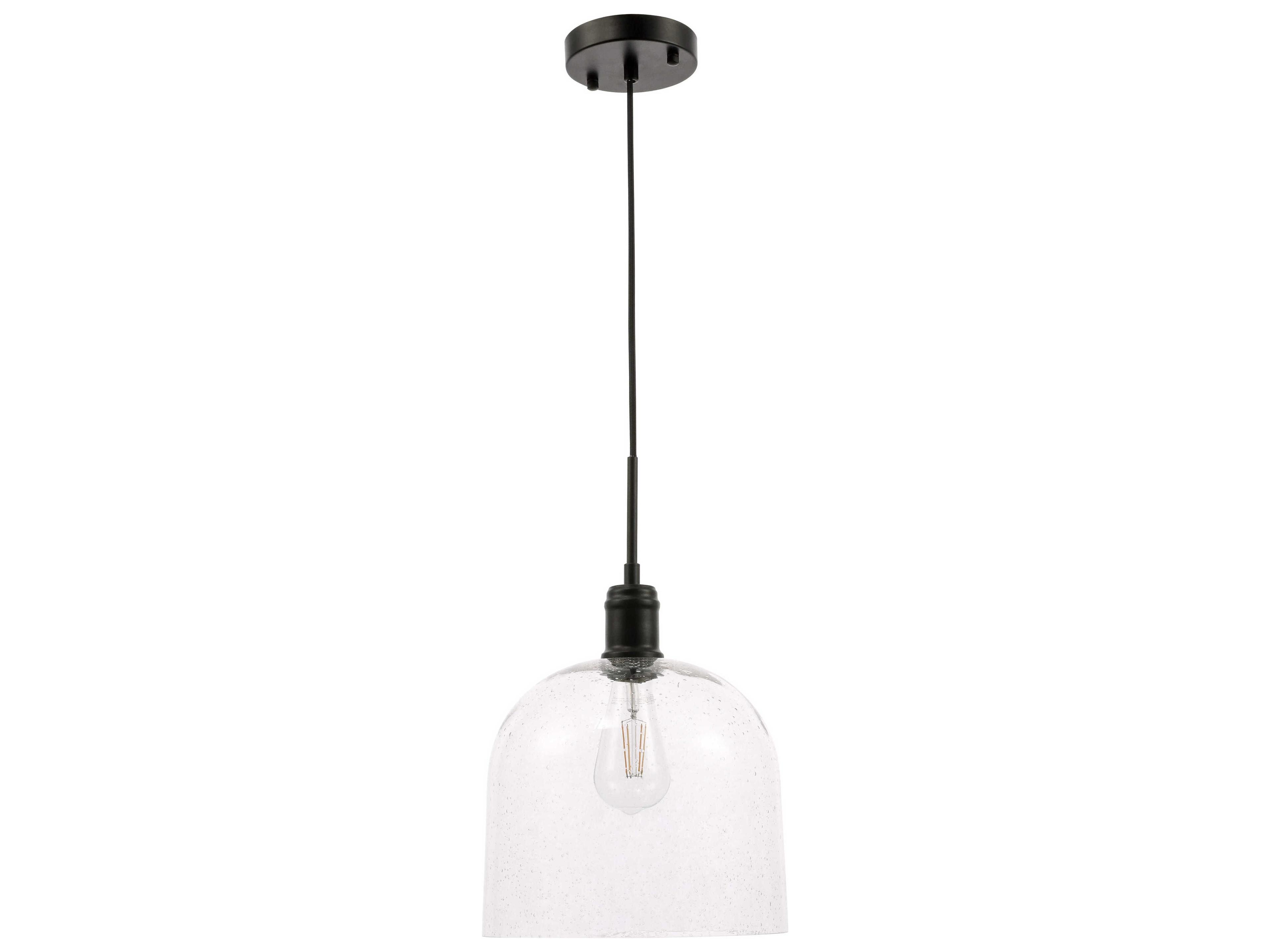 Elegant Lighting Gabe 1-Light Black Glass Dome Mini Pendant