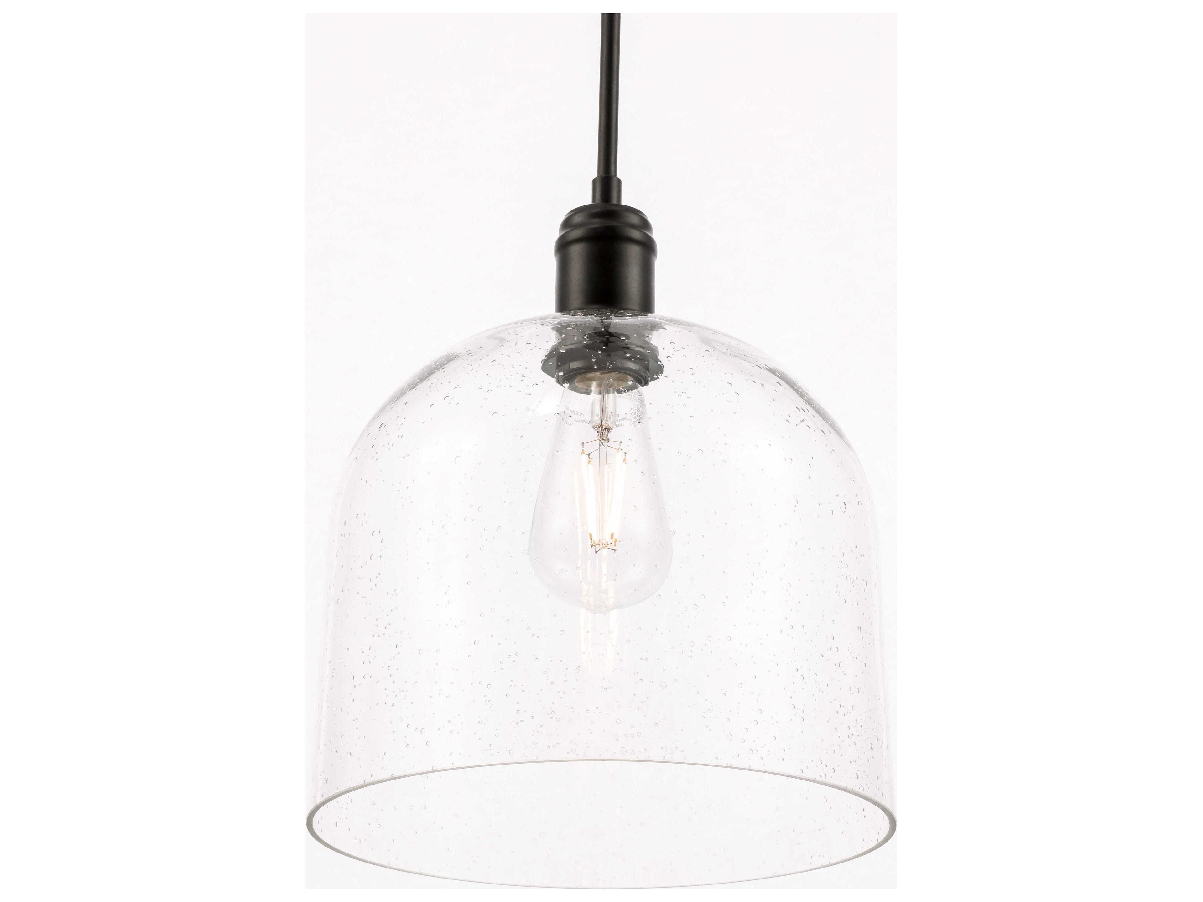 Elegant Lighting Gabe 1-Light Black Glass Dome Mini Pendant