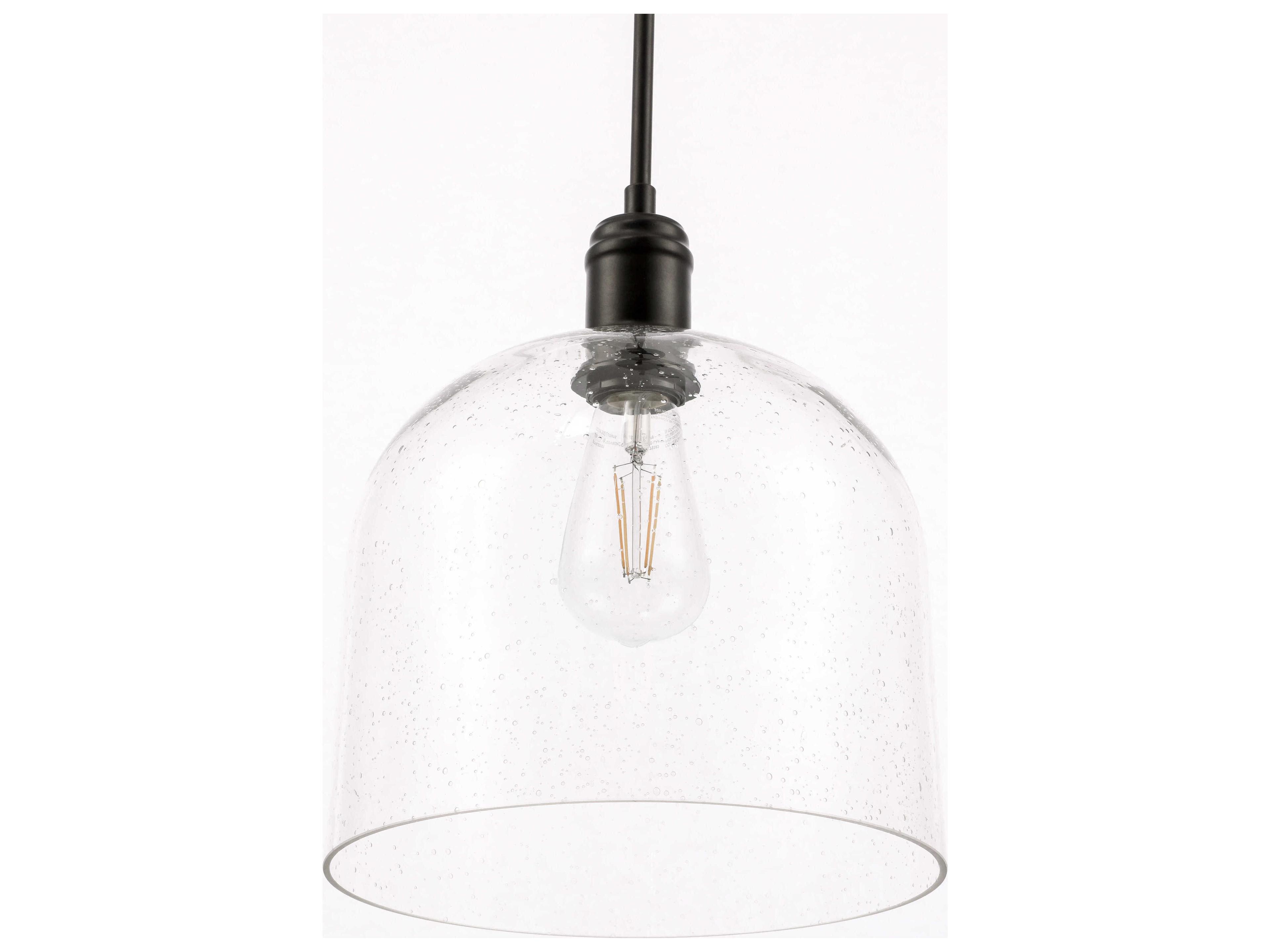 Elegant Lighting Gabe 1-Light Black Glass Dome Mini Pendant