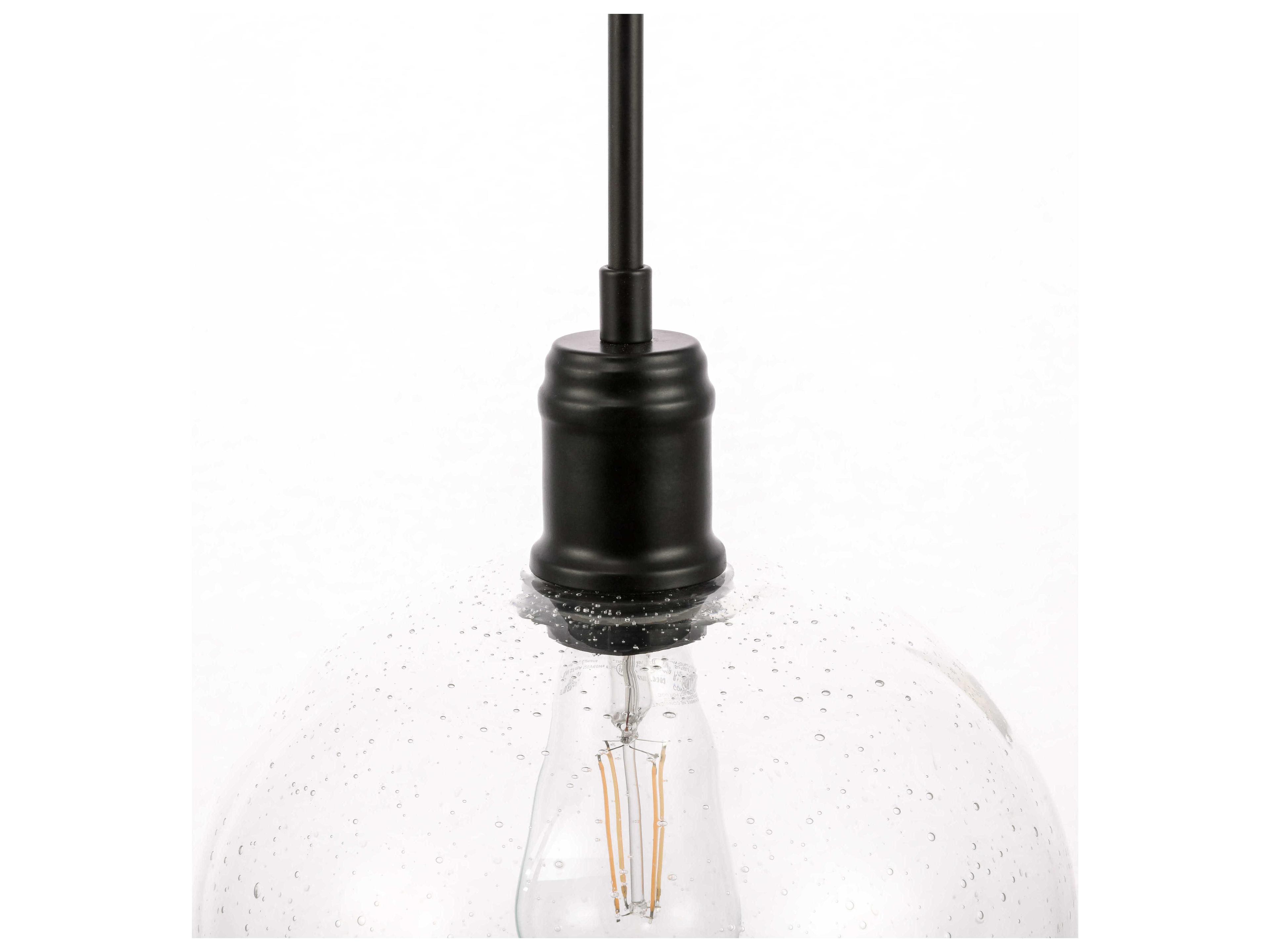 Elegant Lighting Gabe 1-Light Black Glass Dome Mini Pendant