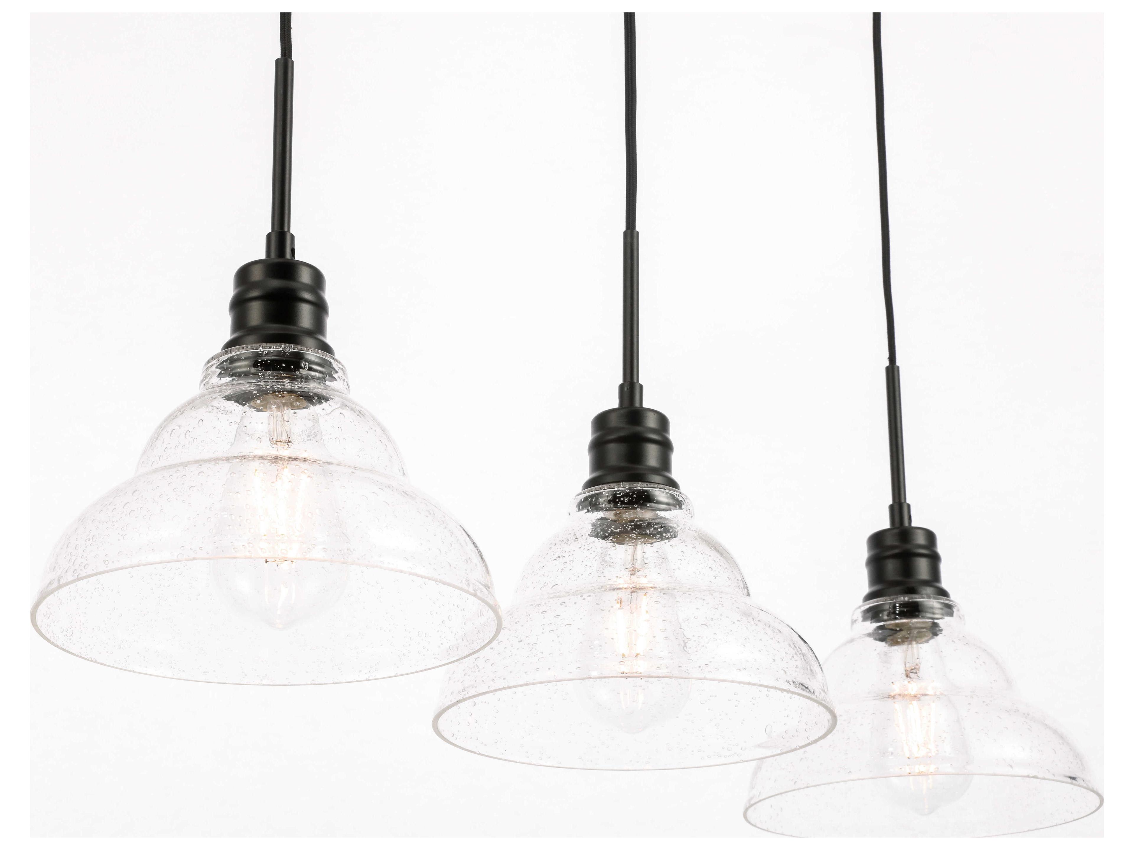 Elegant Lighting Clive 3-Light Black Glass LED Island Pendant