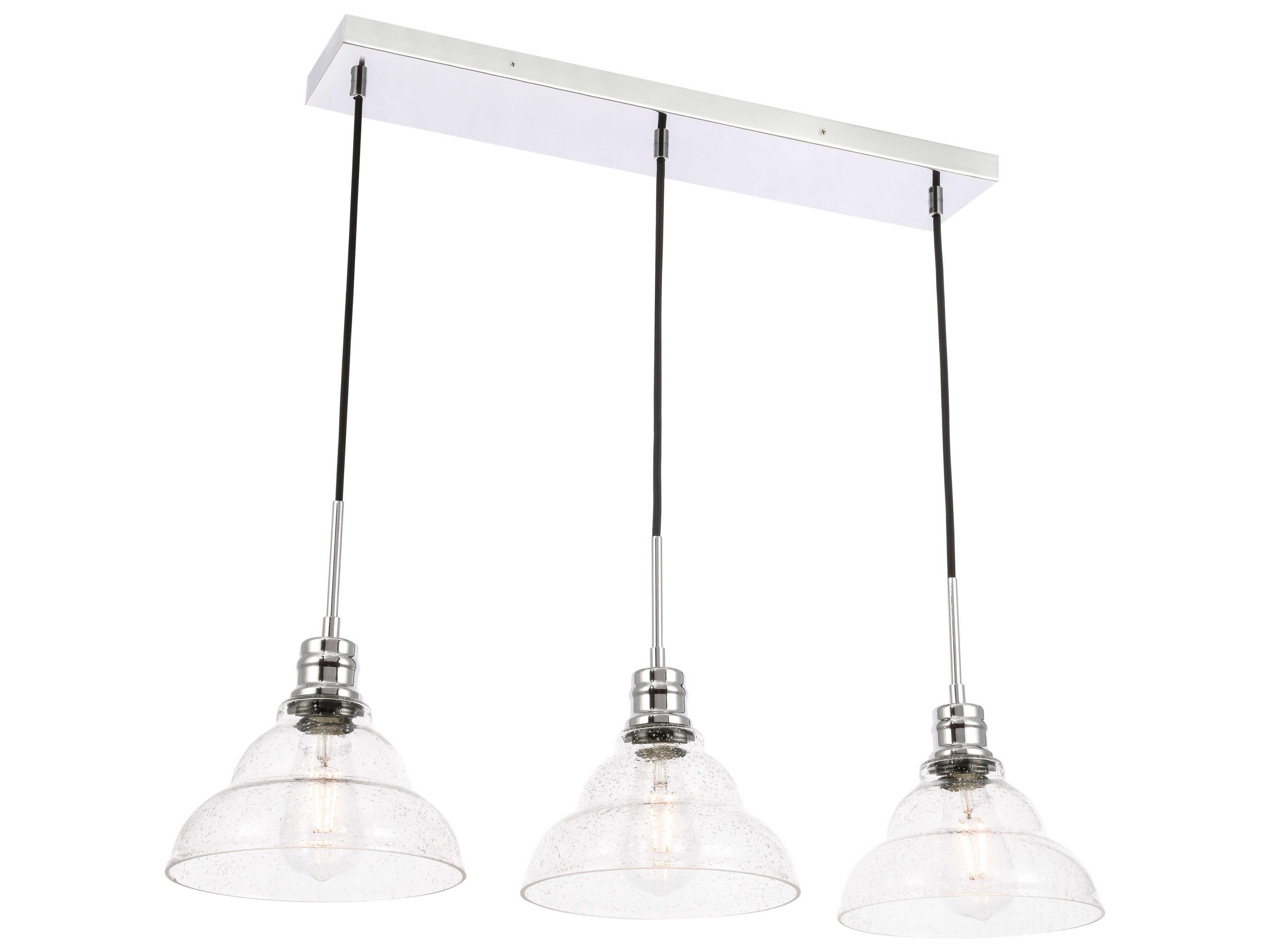 Elegant Lighting Clive 3-Light Chrome Glass LED Island Pendant