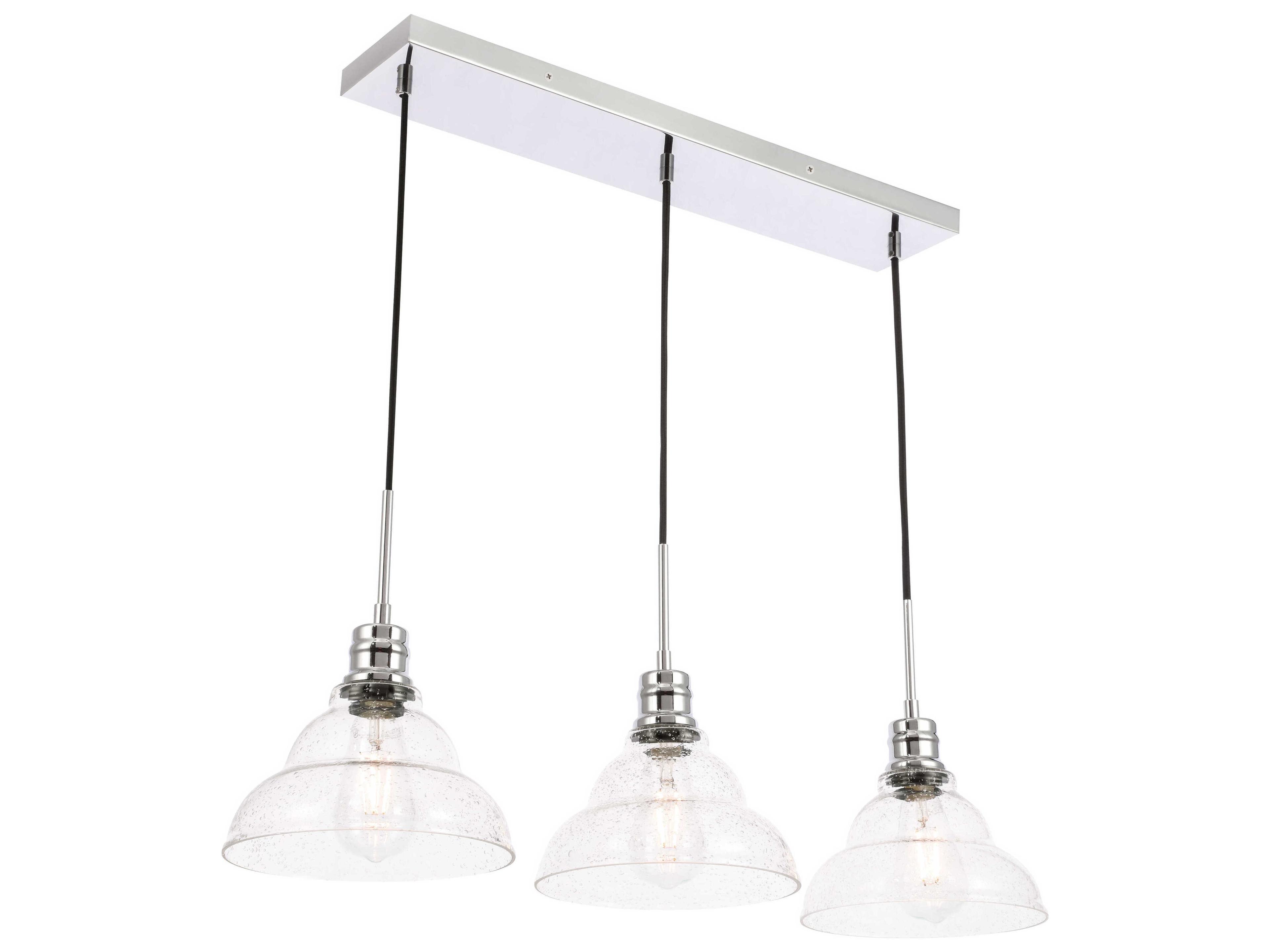 Elegant Lighting Clive 3-Light Chrome Glass LED Island Pendant