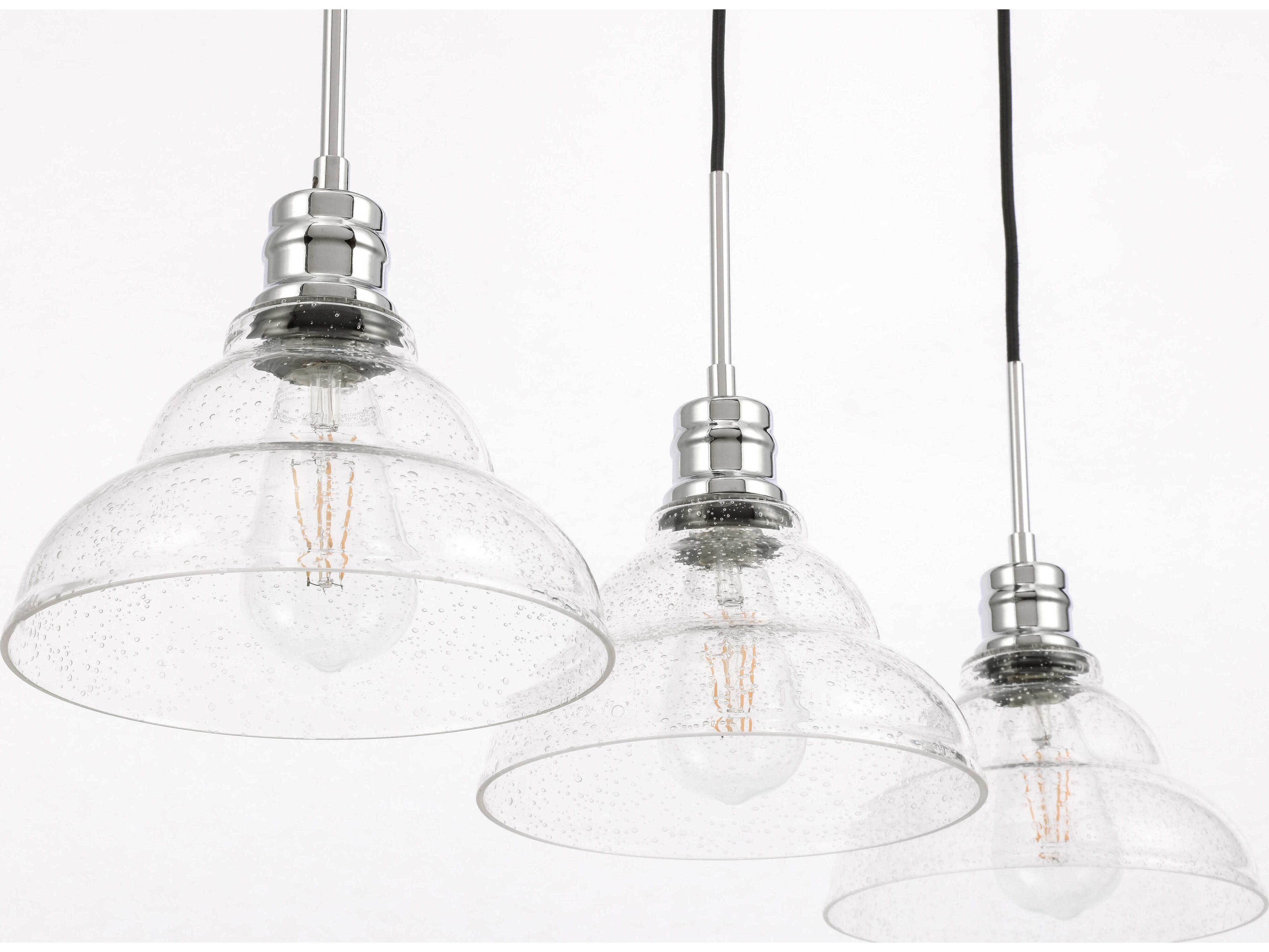 Elegant Lighting Clive 3-Light Chrome Glass LED Island Pendant