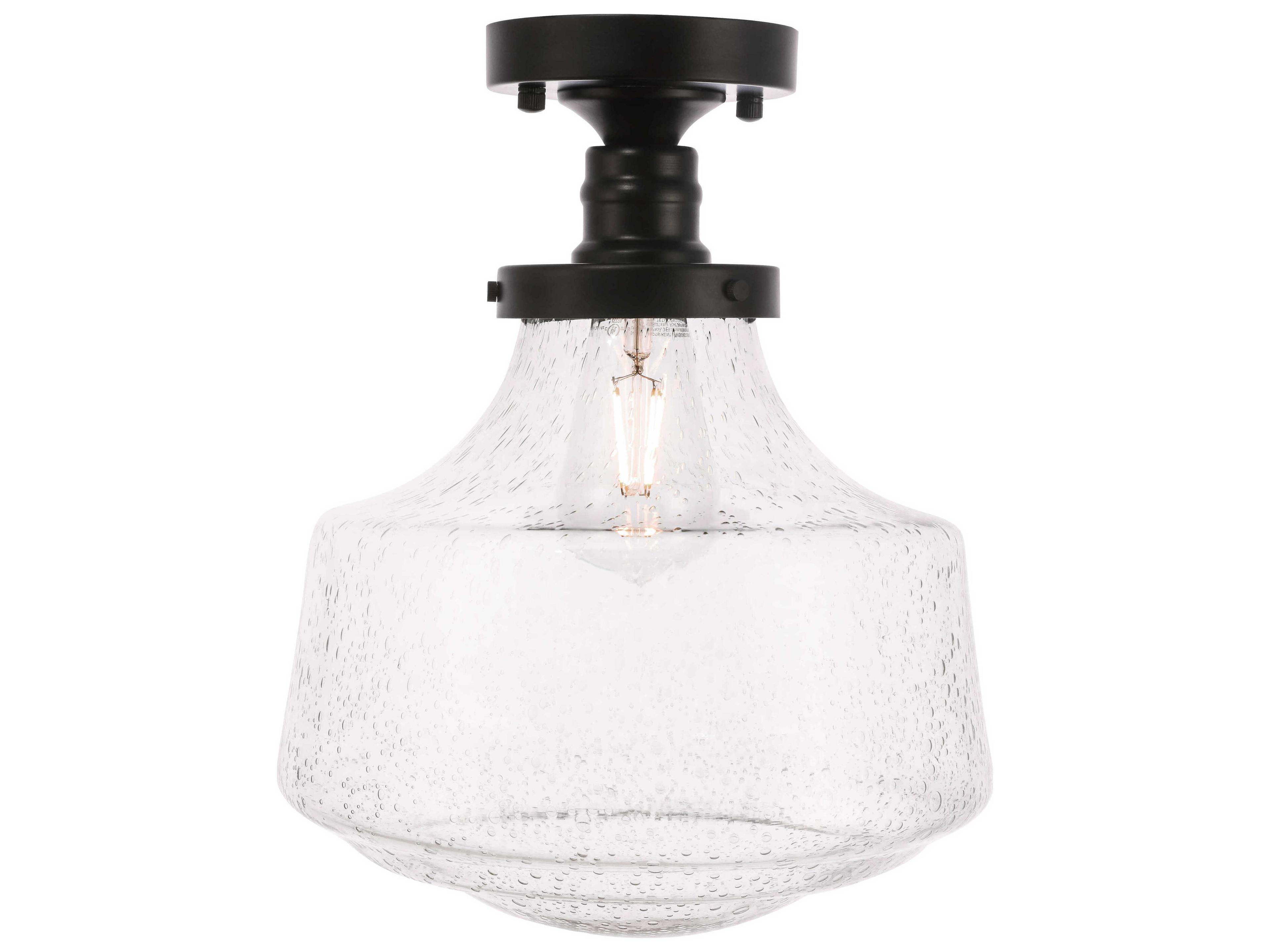 Lyle 1-Light Black Glass LED Semi Flush Mount