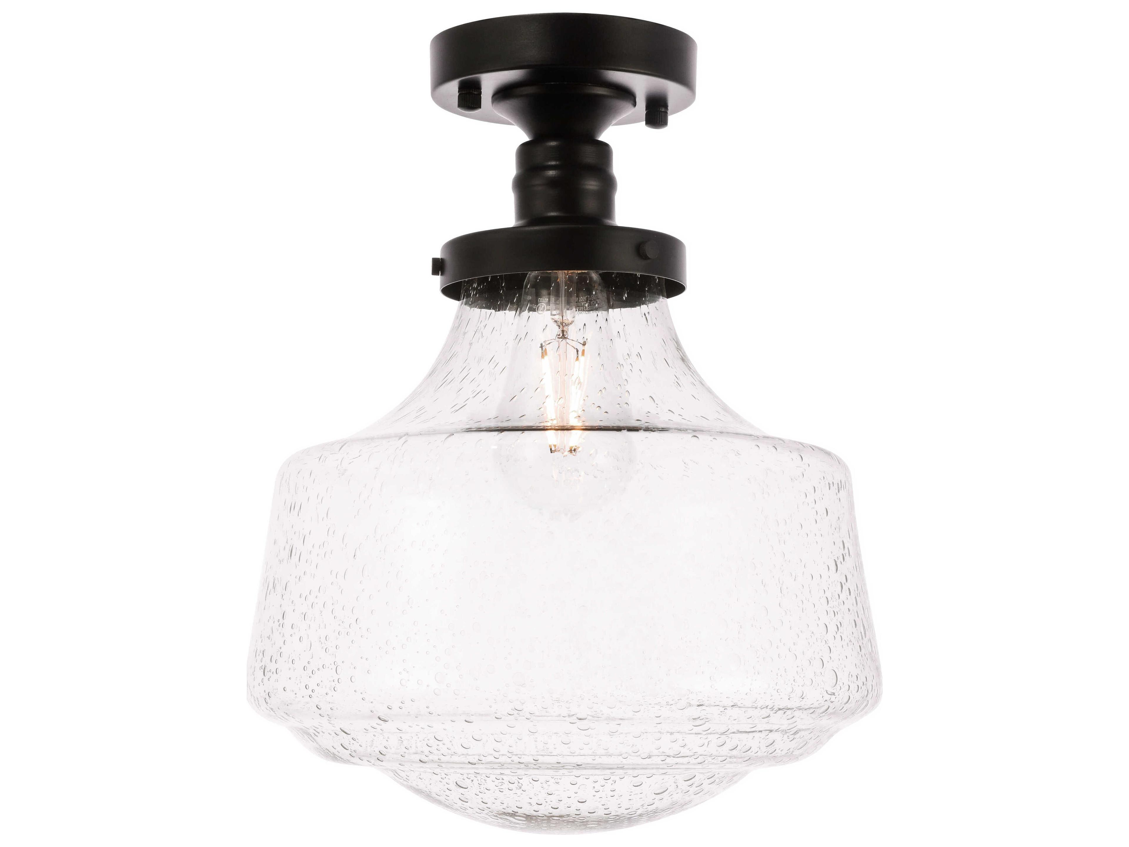 Elegant Lighting Lyle 1-Light Black Glass LED Semi Flush Mount
