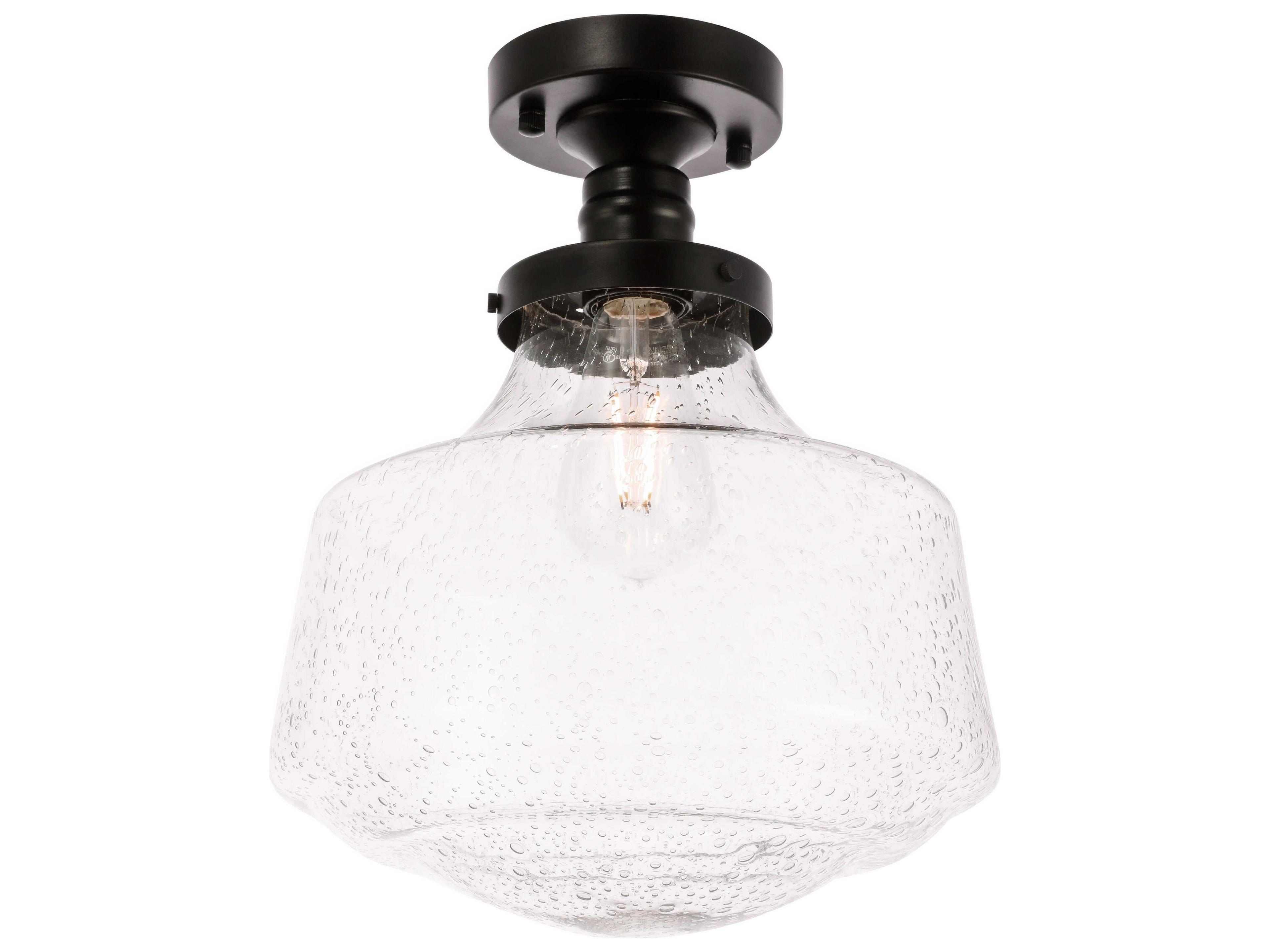 Elegant Lighting Lyle 1-Light Black Glass LED Semi Flush Mount