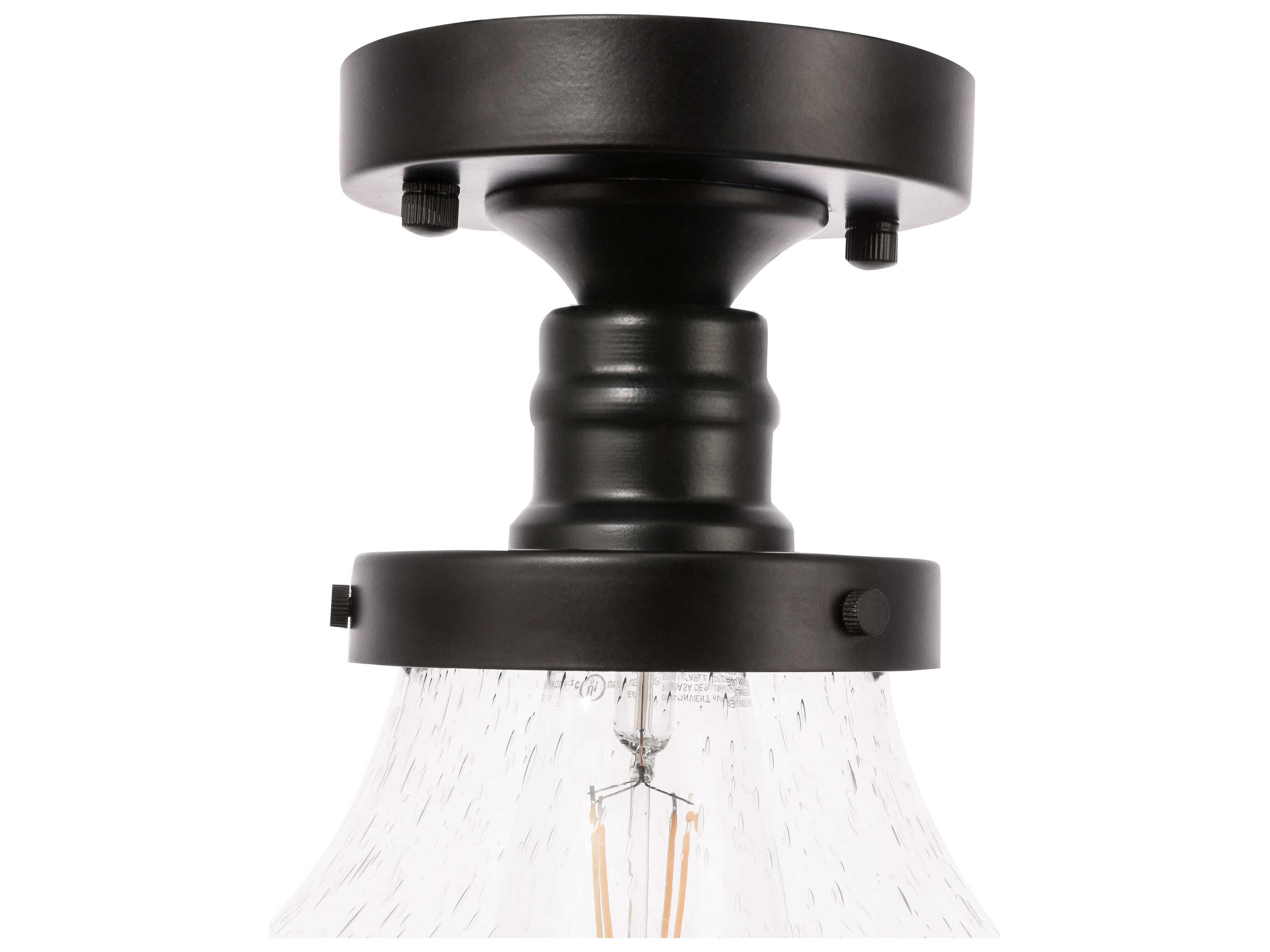 Elegant Lighting Lyle 1-Light Black Glass LED Semi Flush Mount