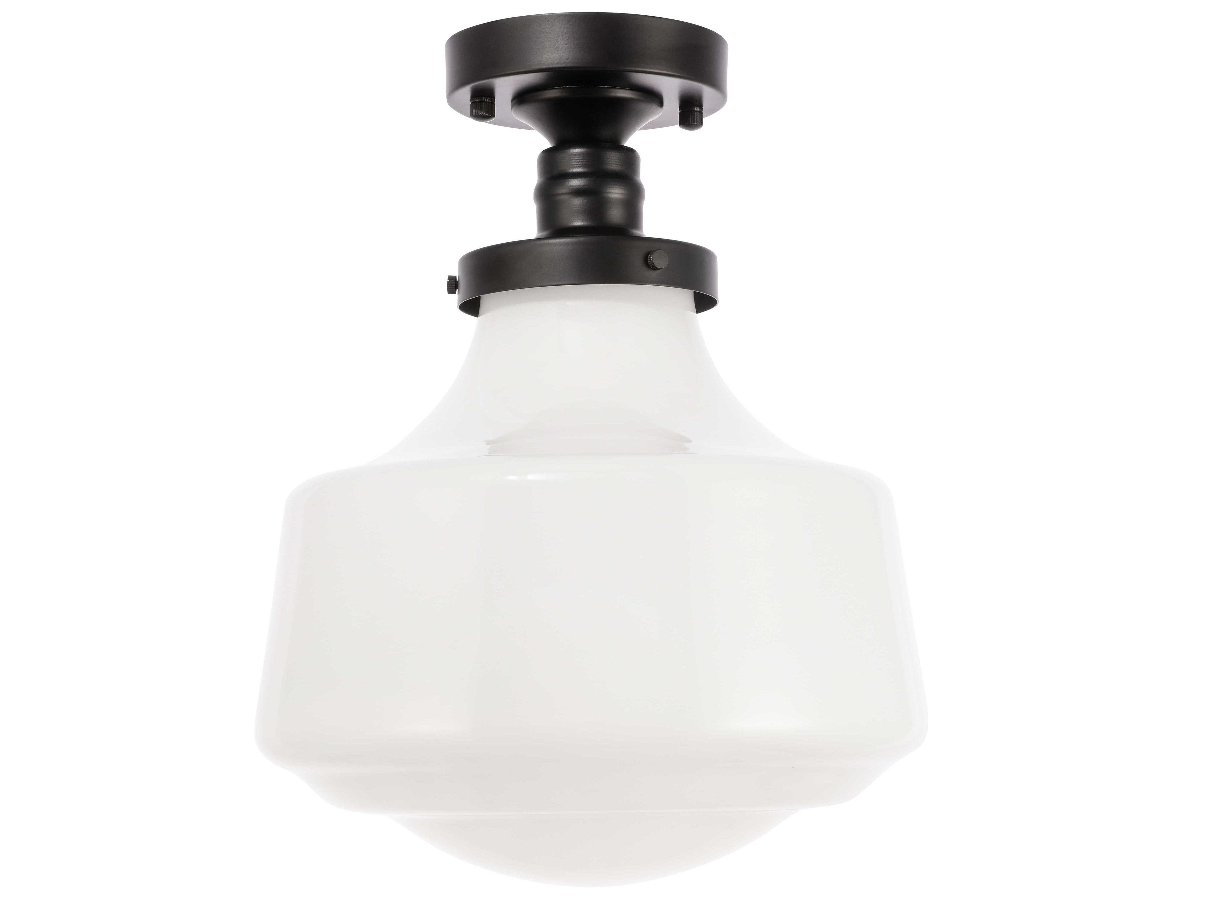 Elegant Lighting Lyle 1-Light Black Glass LED Semi Flush Mount