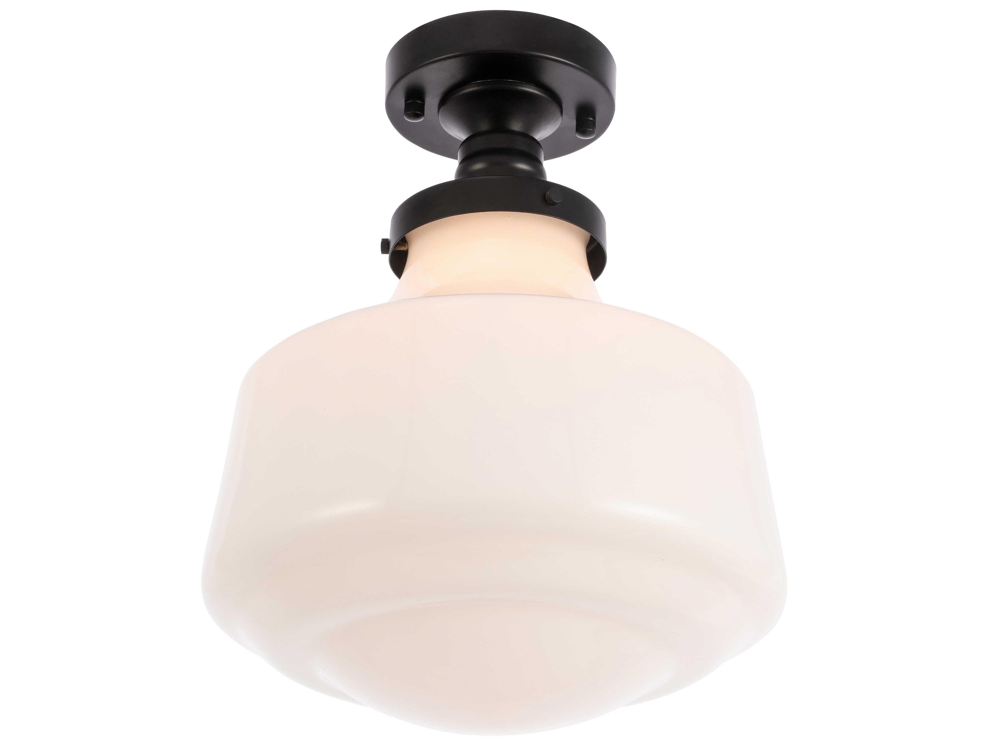 Elegant Lighting Lyle 1-Light Black Glass LED Semi Flush Mount