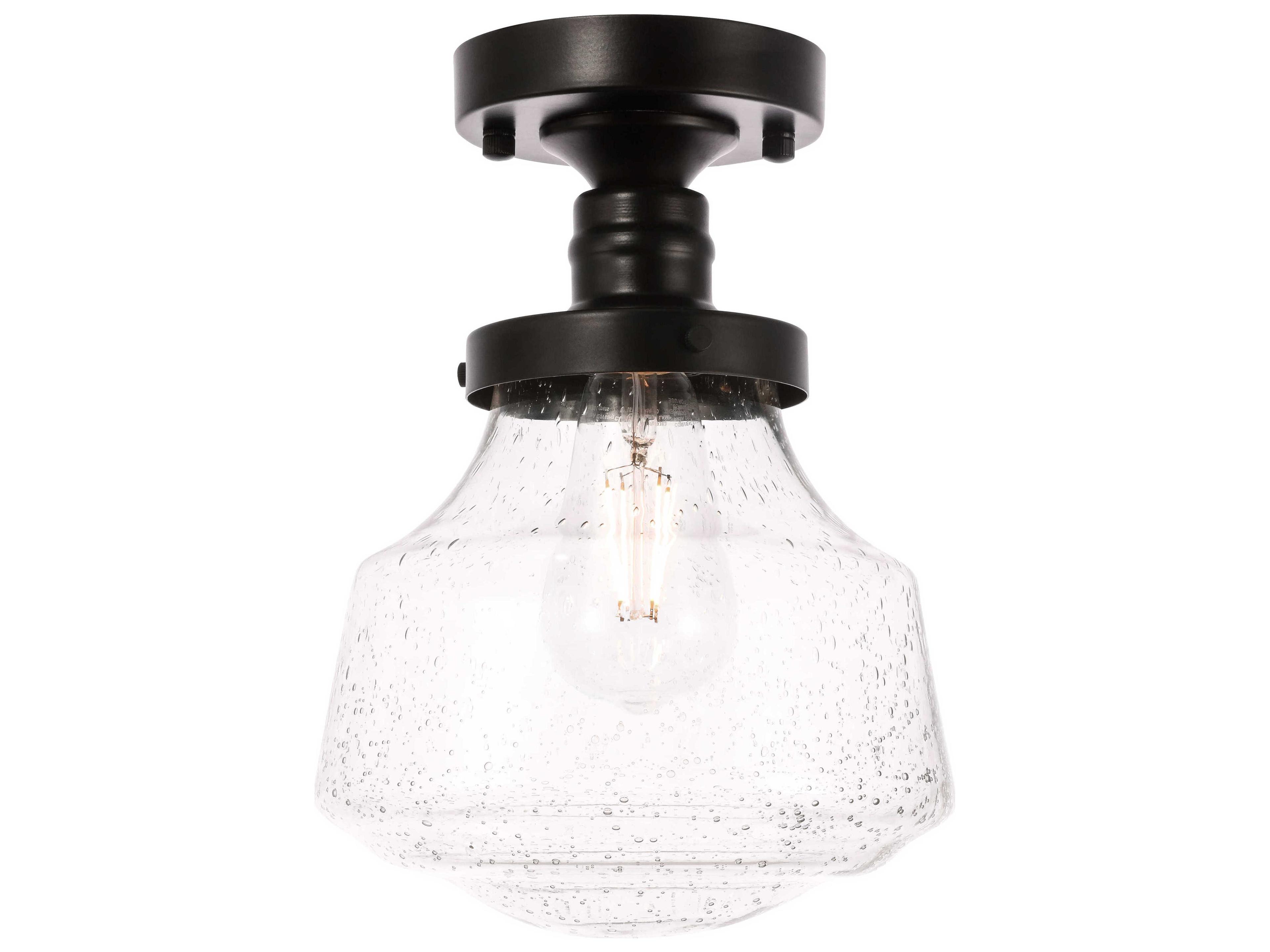 Lyle 1-Light Black Glass LED Semi Flush Mount