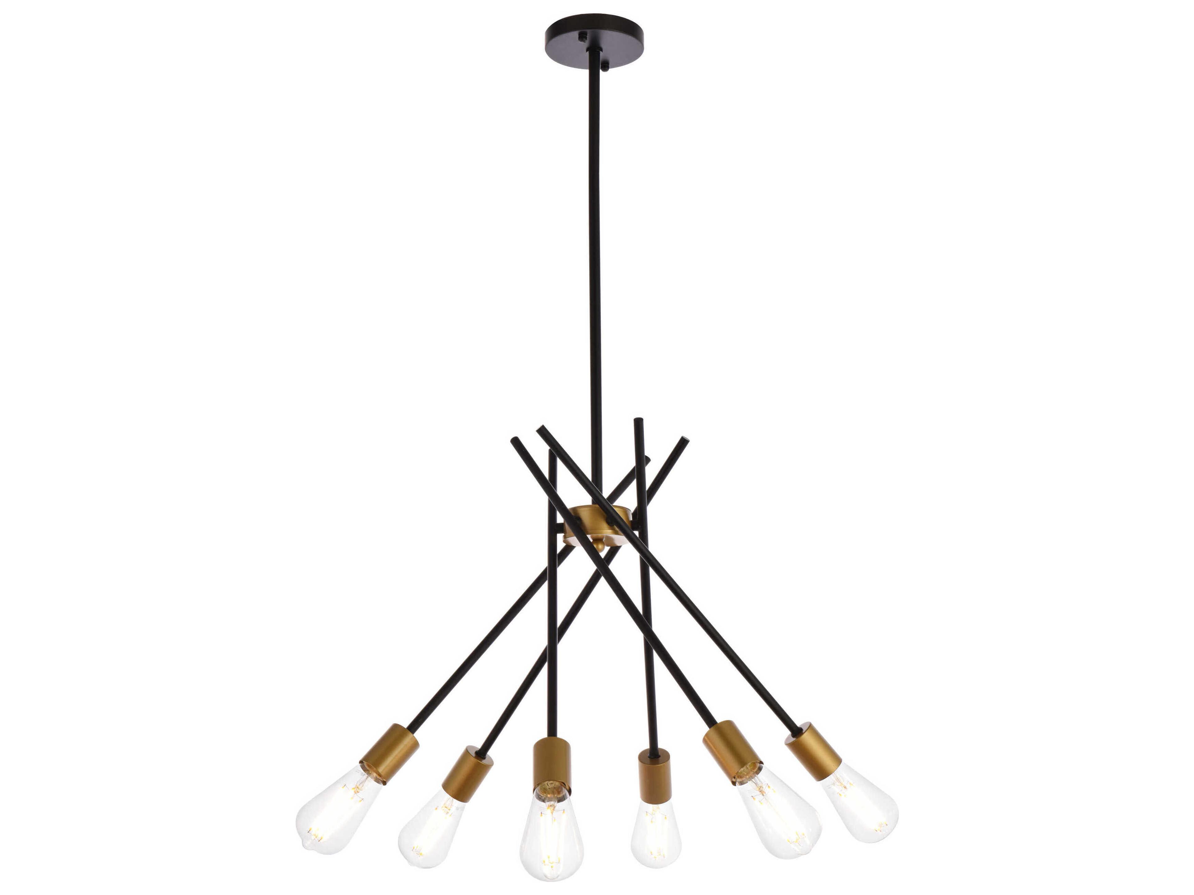 Elegant Lighting Lucca 6-Light Black And Brass Pendant