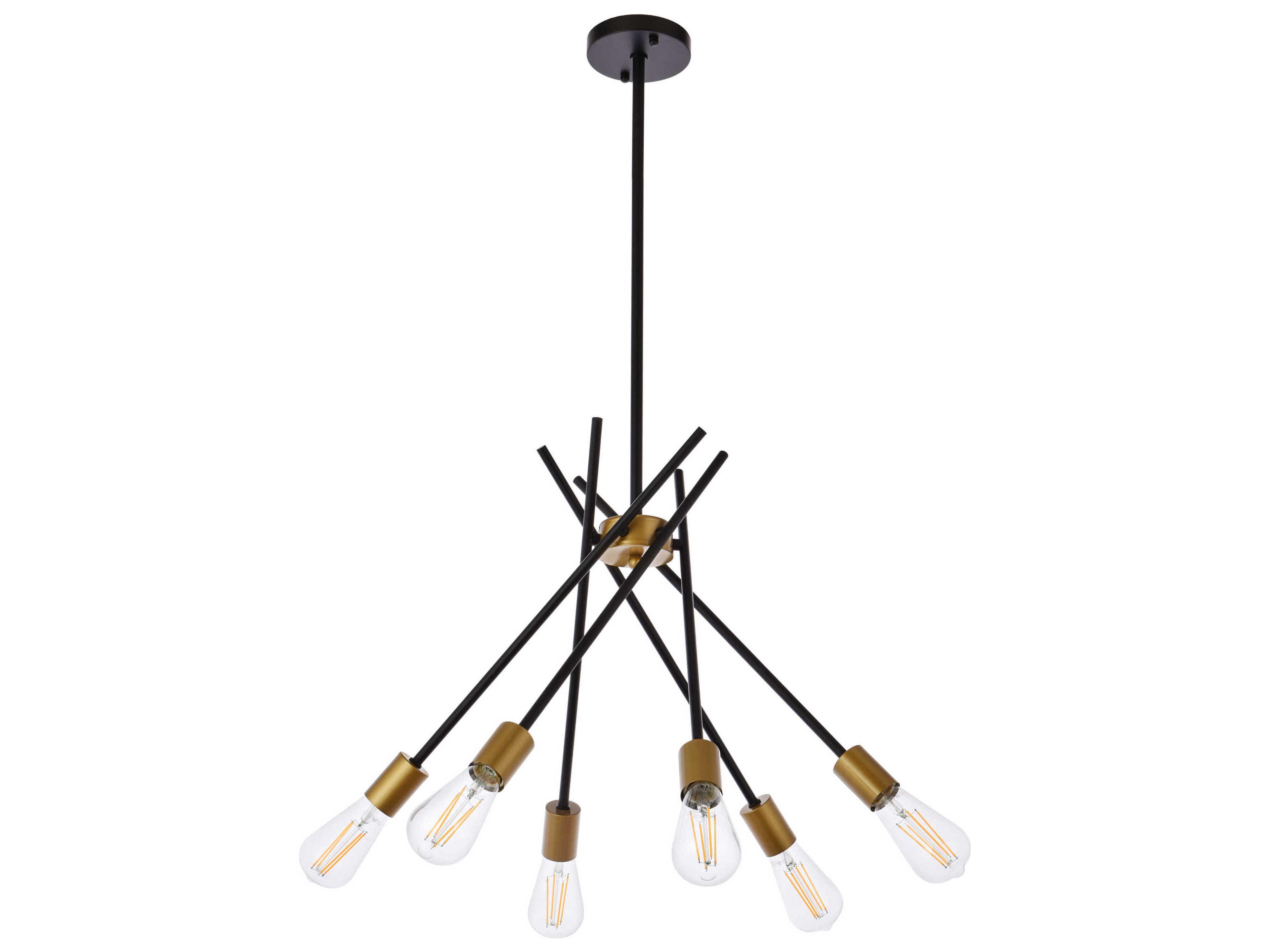 Elegant Lighting Lucca 6-Light Black And Brass Pendant