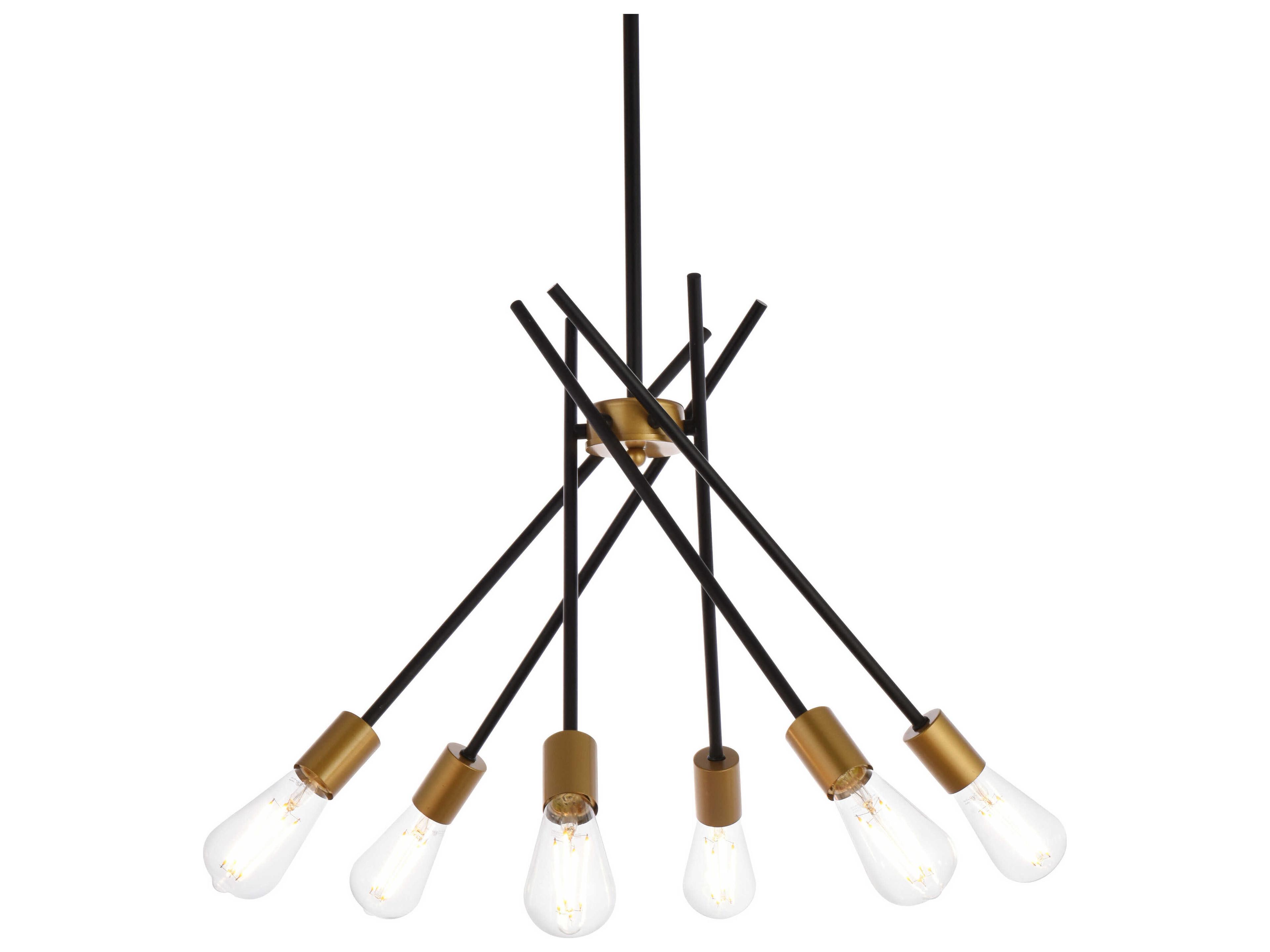 Elegant Lighting Lucca 6-Light Black And Brass Pendant