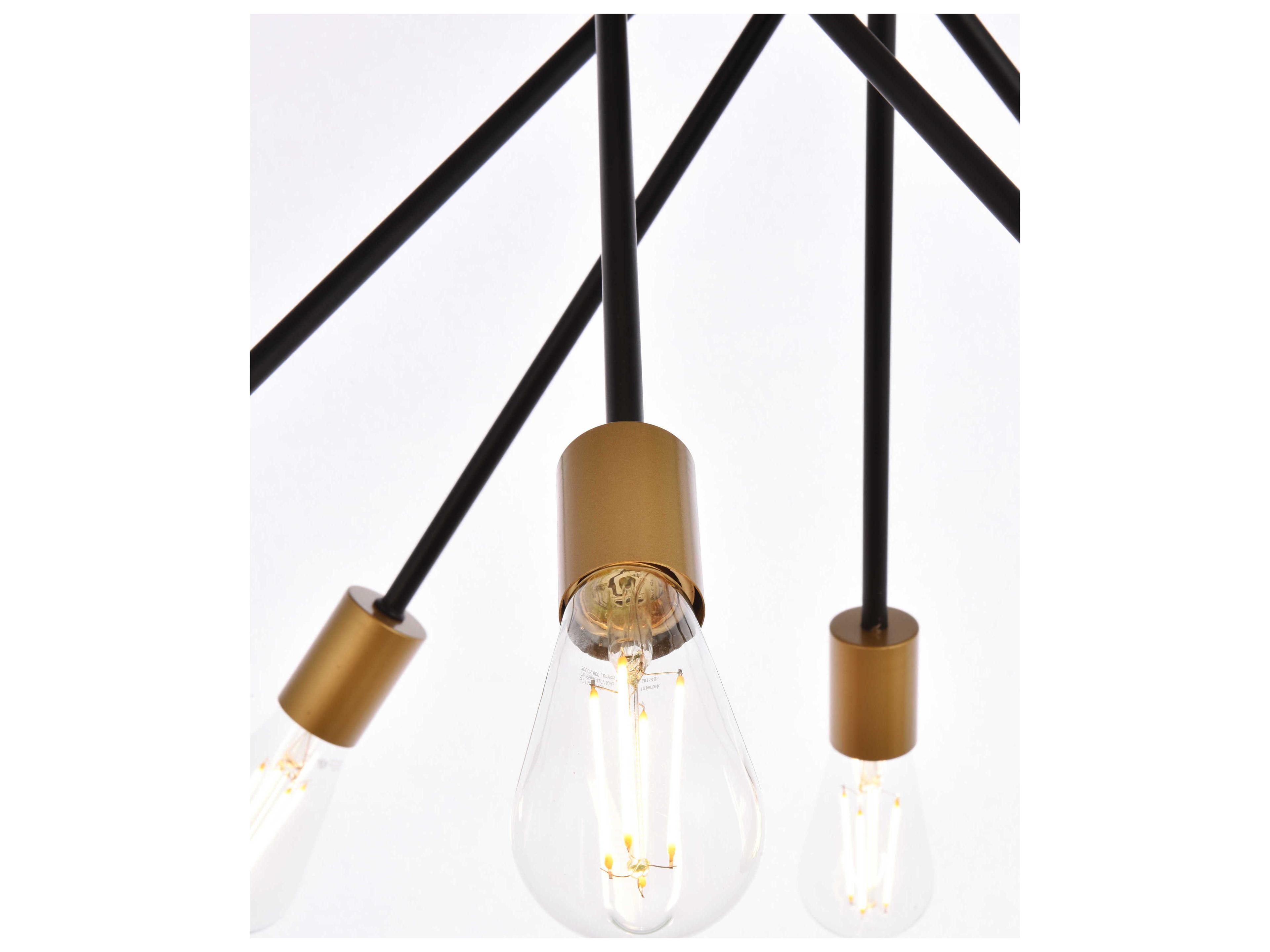 Elegant Lighting Lucca 6-Light Black And Brass Pendant