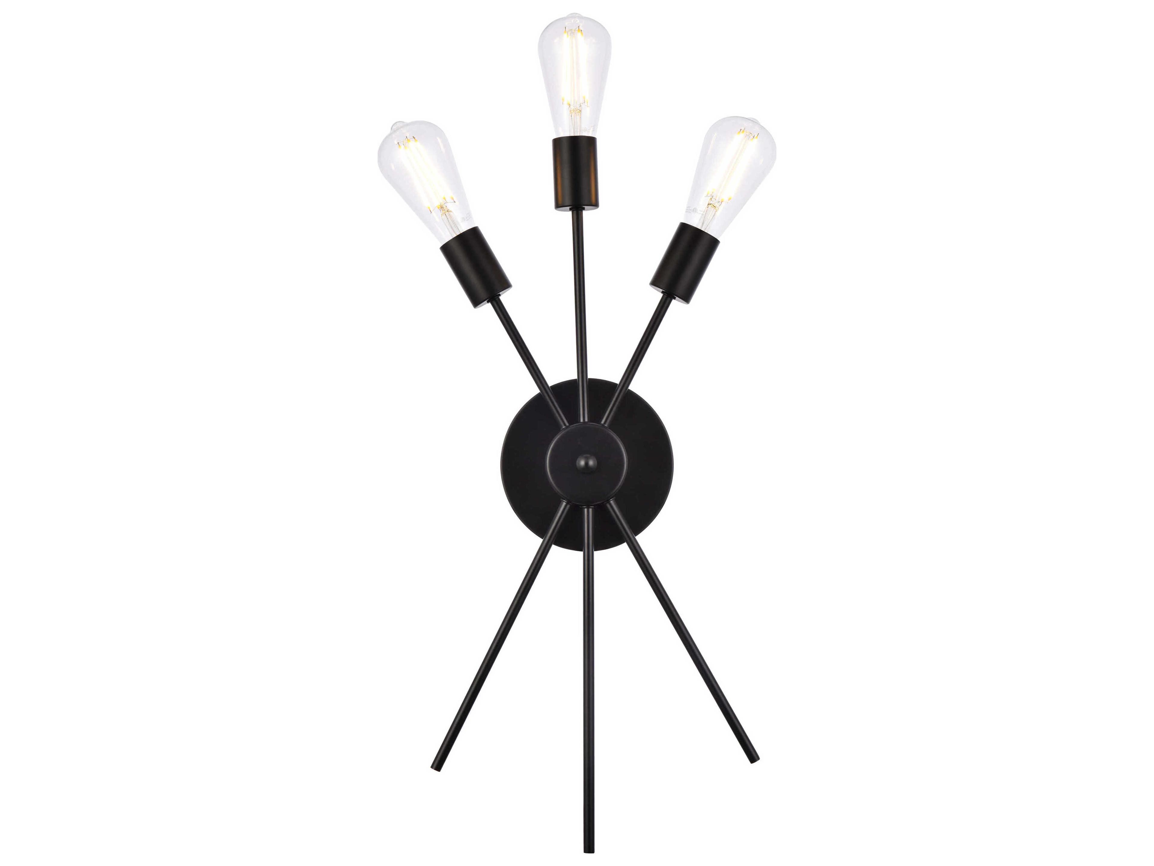 Lucca 3-Light Black Wall Sconce