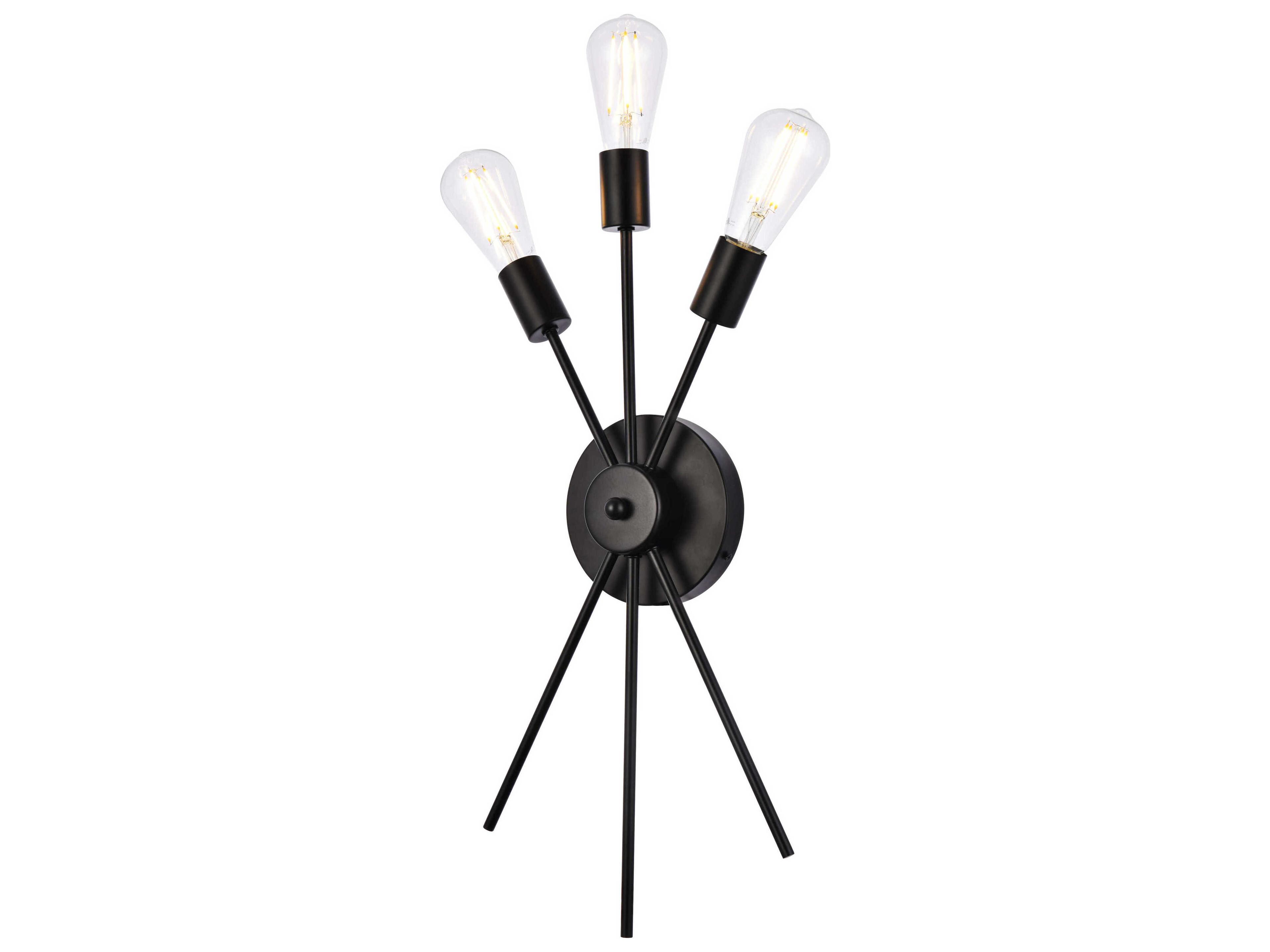 Elegant Lighting Lucca 3-Light Black Wall Sconce