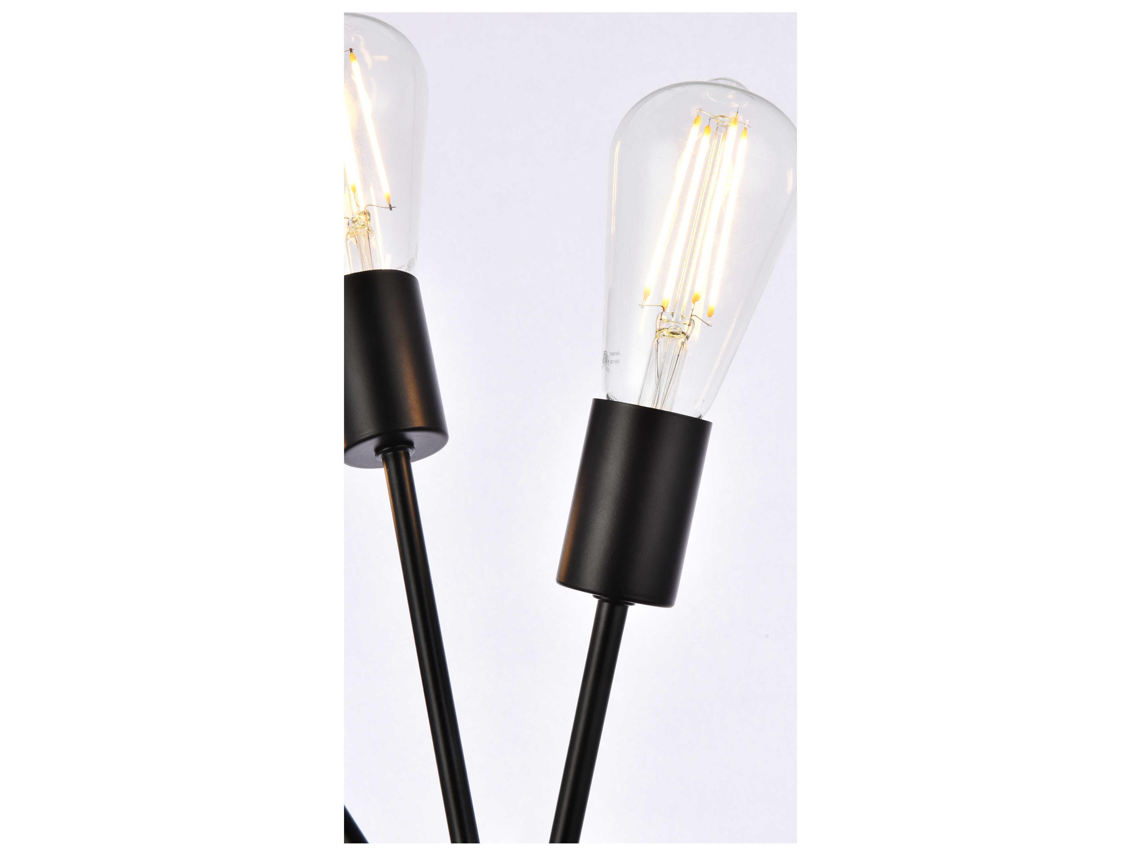Elegant Lighting Lucca 3-Light Black Wall Sconce